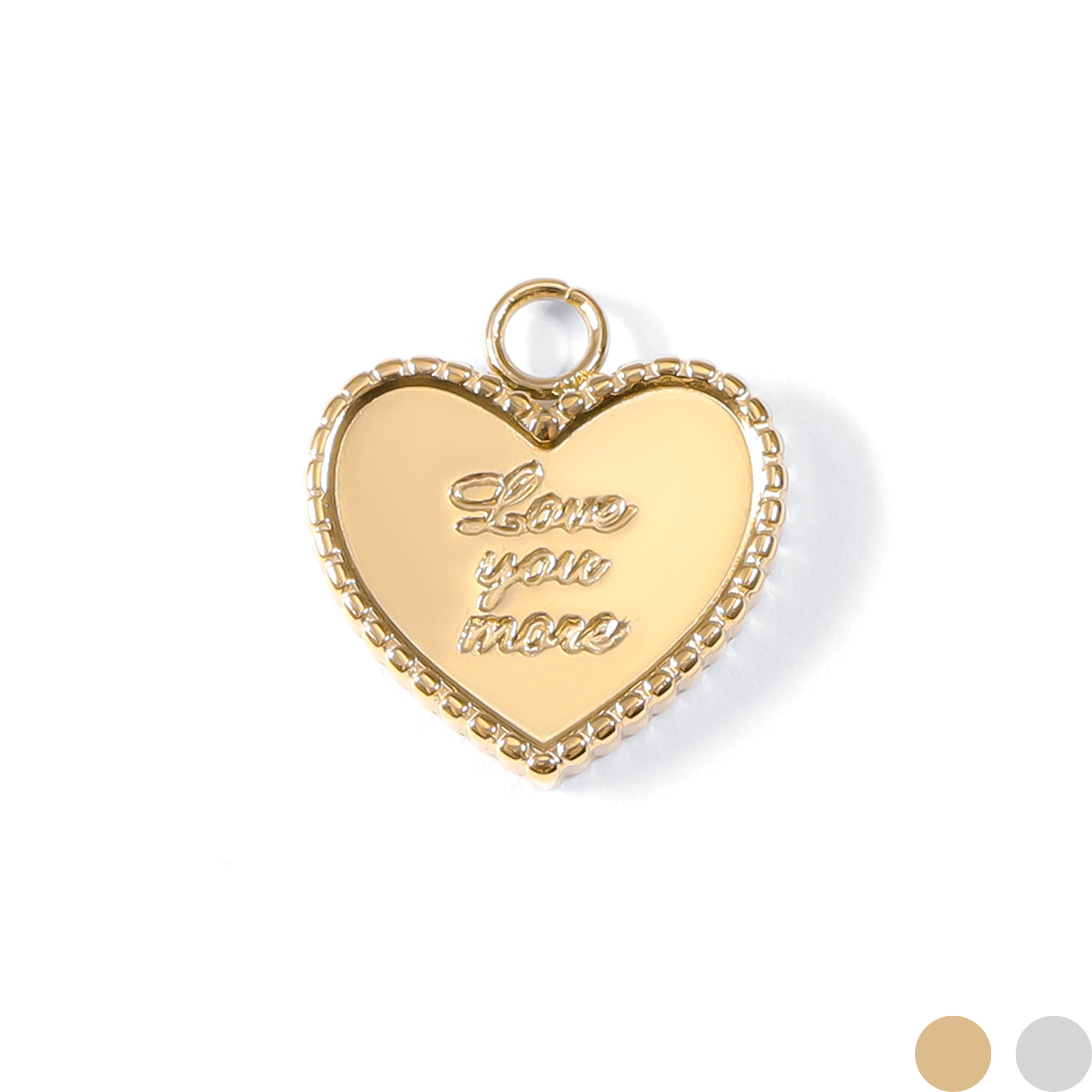 18K Gold PVD Stainless Steel Love You More Heart Charm / PDL0055、mySite、dreamappss