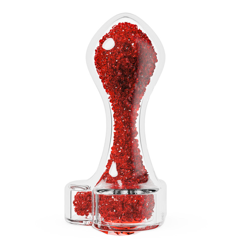 Oh My Gem | Lustre Glass Anal Plug With Ruby Heart-Shaped Base - Body-Safe Borosilicate Glass With Tapered Tip - In Red、mySite、bottomscart
