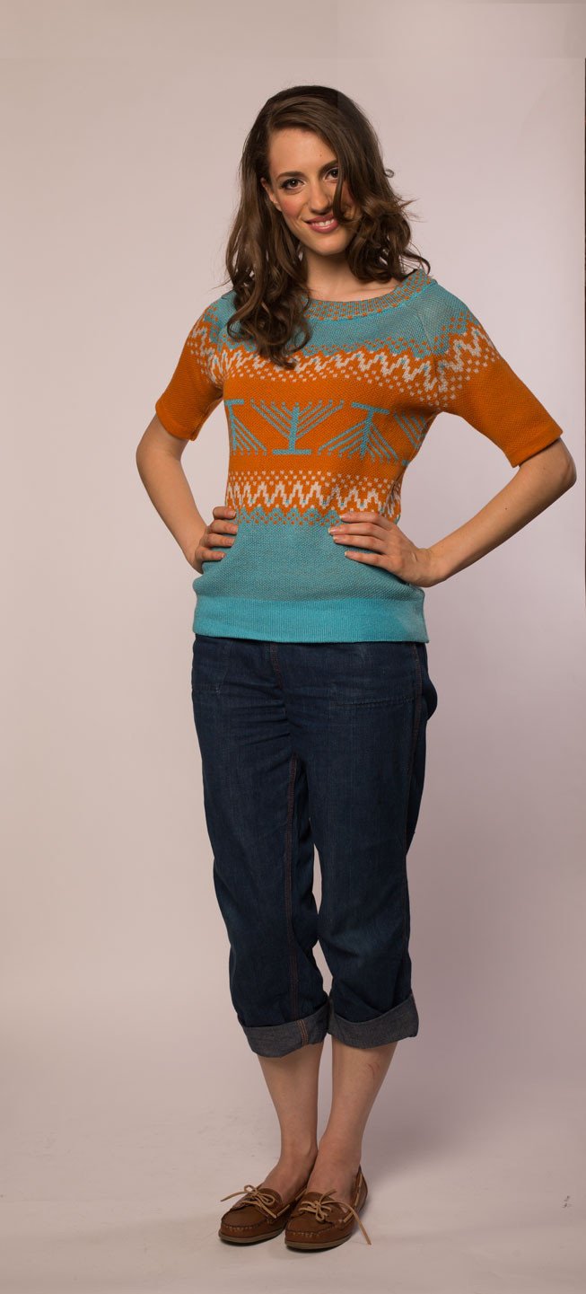 Candleschtick Women's Pullover Hanukkah Sweater in Teal、mySite、topwebapps