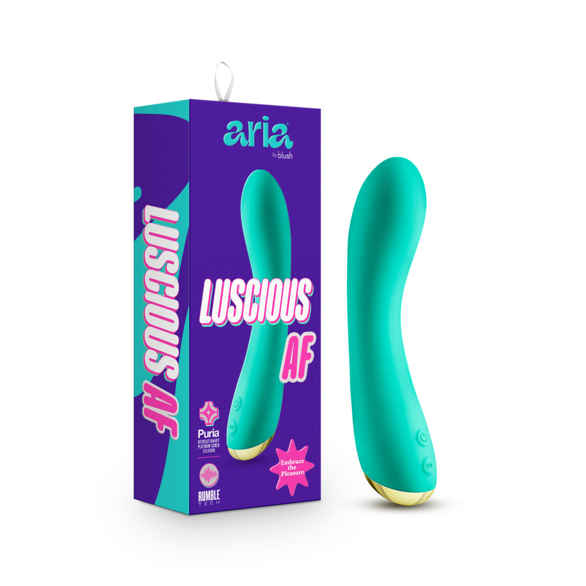 Aria By Blush® | Luscious AF: Enhanced G-Spot Stimulation Teal Silicone Vibrator with Powerful RumboTech™ Technology、mySite、bottomscart