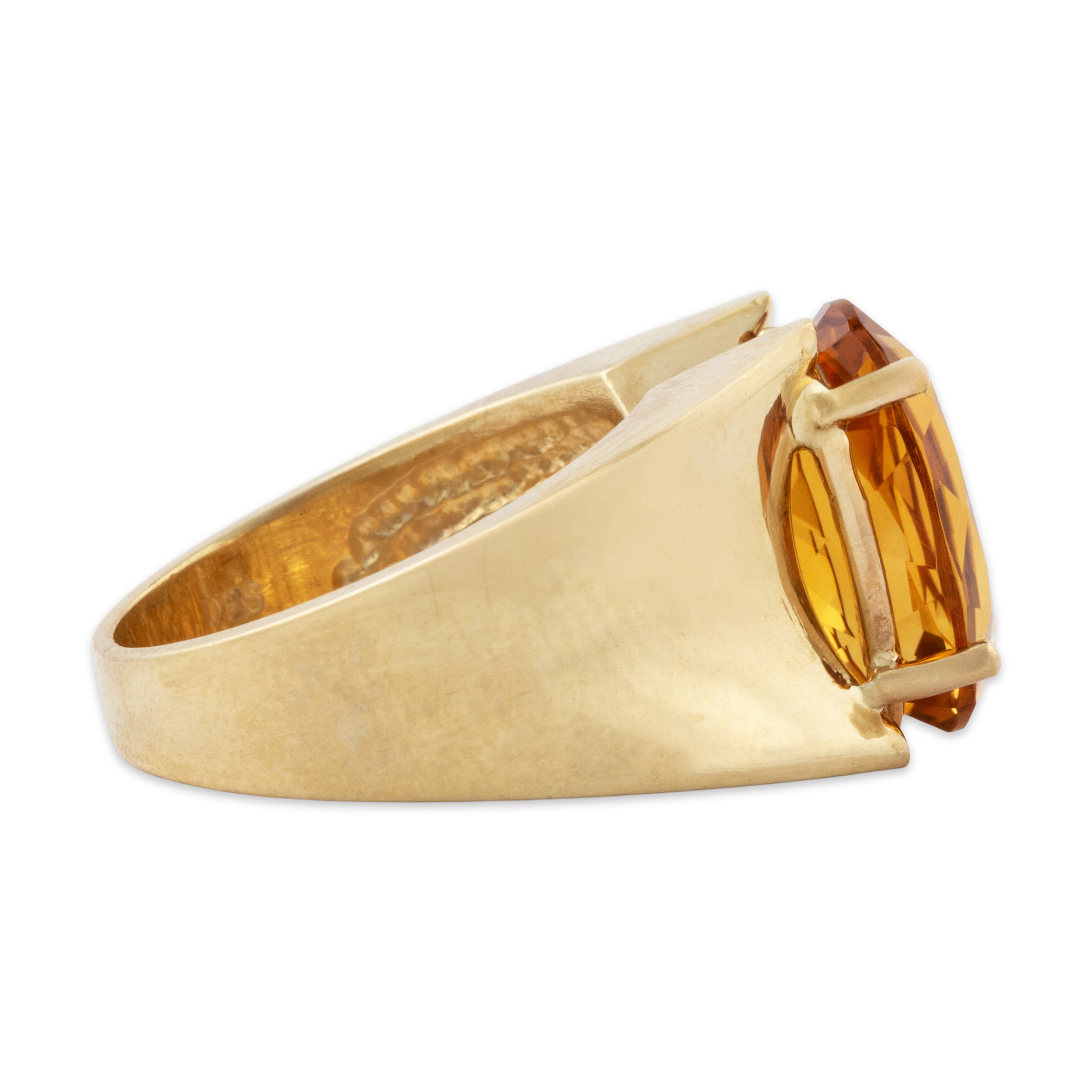 Vintage Heavy 14k Yellow Gold 5.66ct Citrine Modernist Statement Ring 7.0、mySite、hinf8tx79