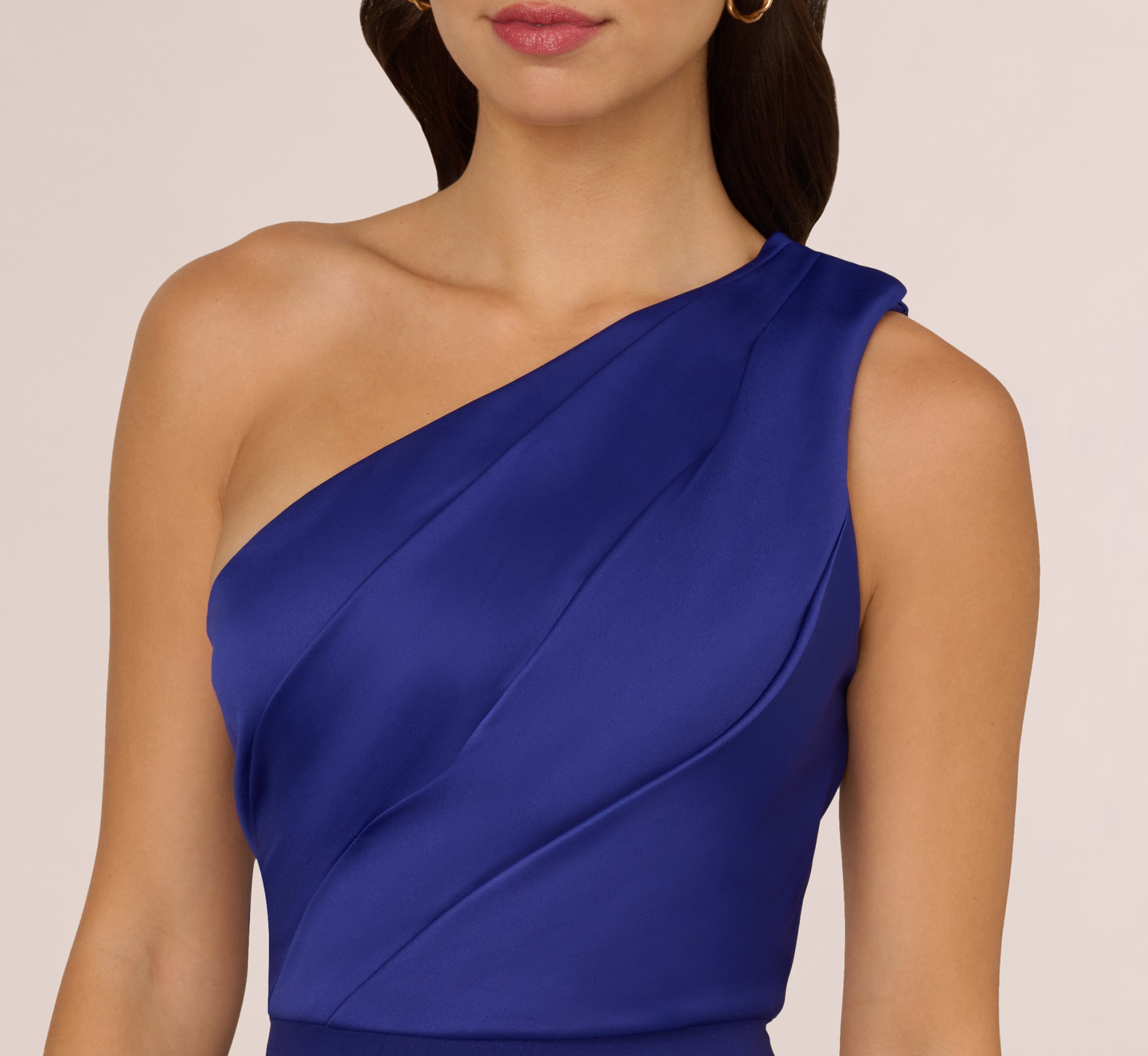 One Shoulder Ruffle Midi Sheath Dress In Dark Blue Violet、mySite、solidvoid