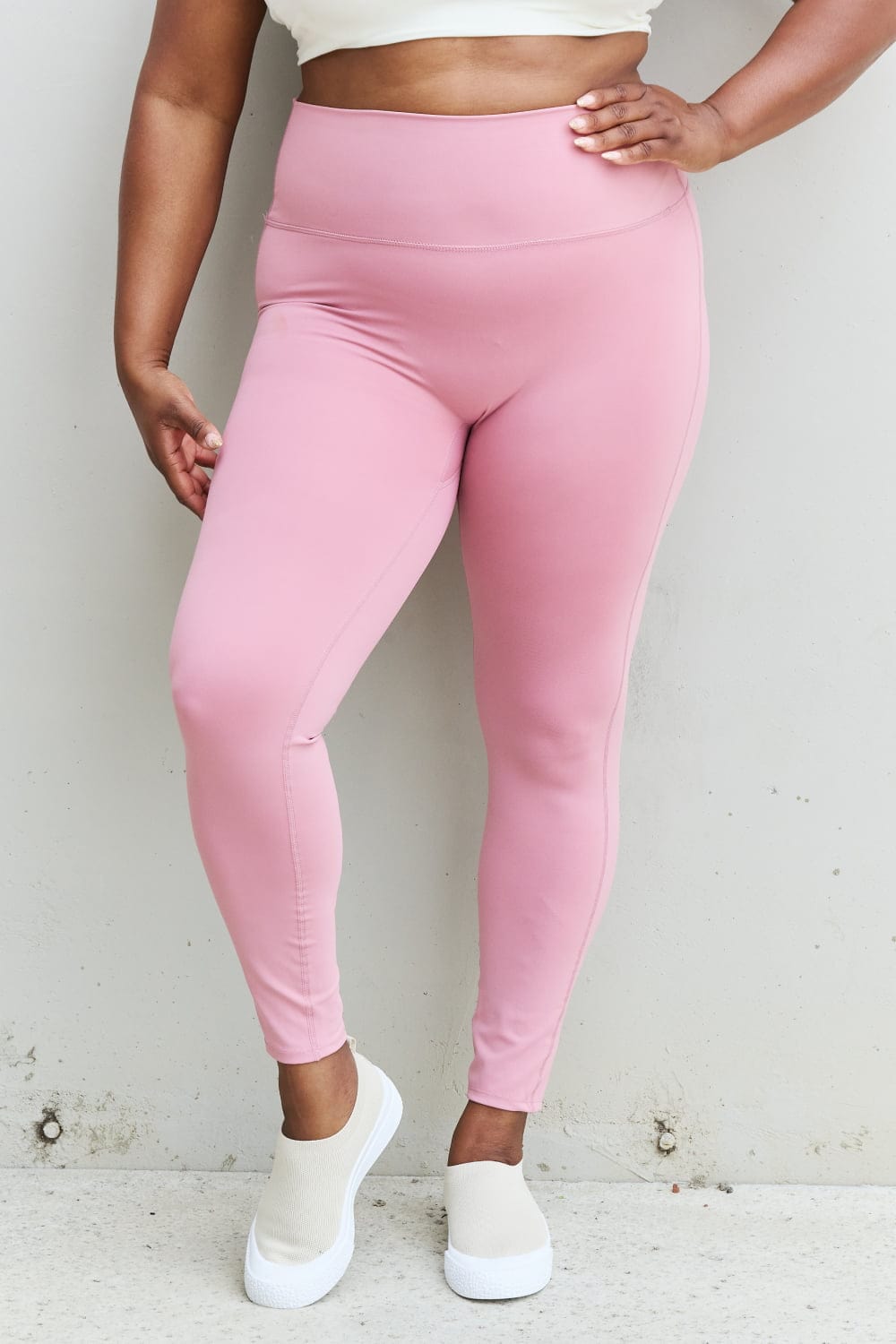 Zenana Fit For You Full Size High Waist Active Leggings in Light Rose、mySite、g9winljtr