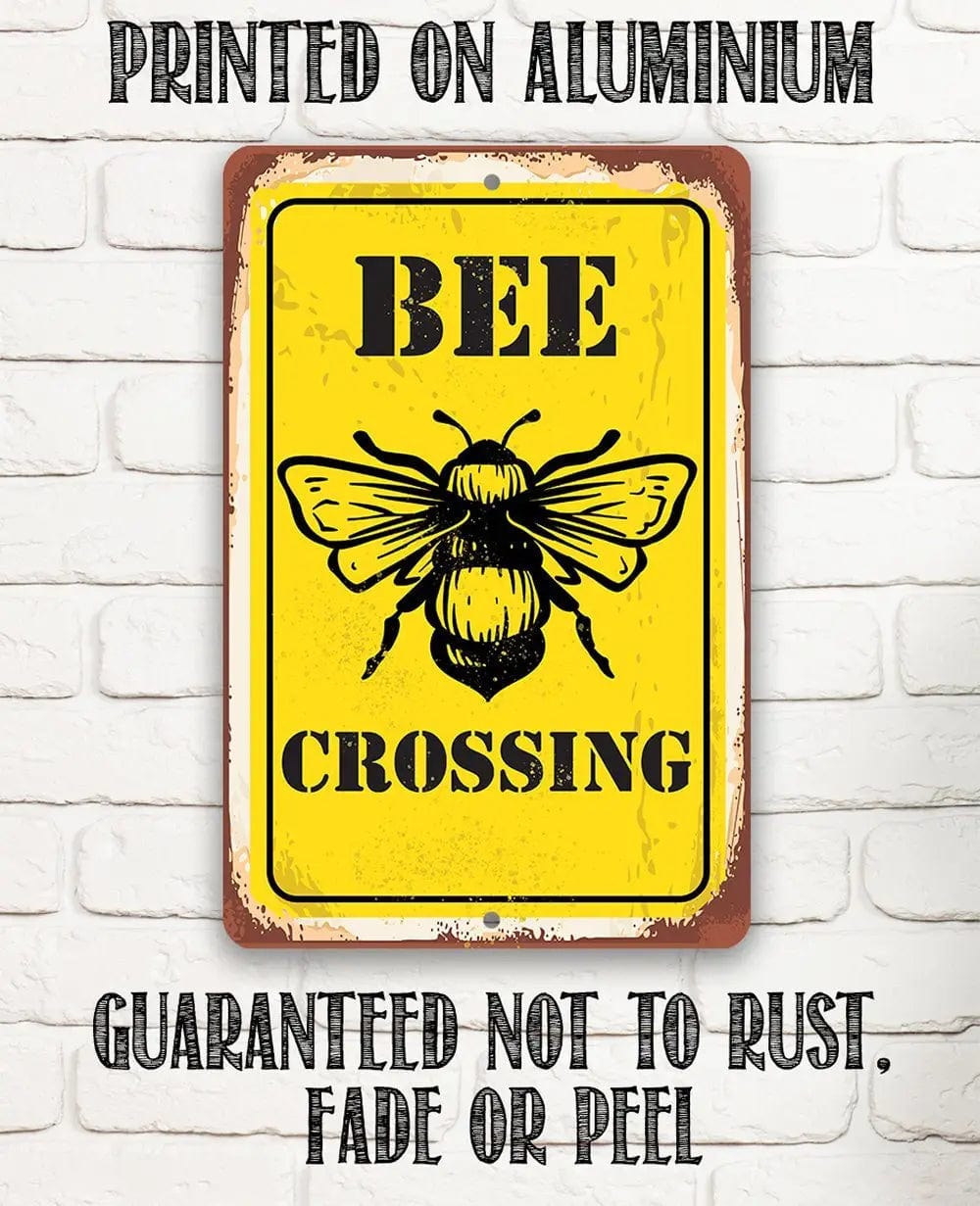 Bee Crossing - Metal Sign Handmade in the USA、mySite、g9winljtr