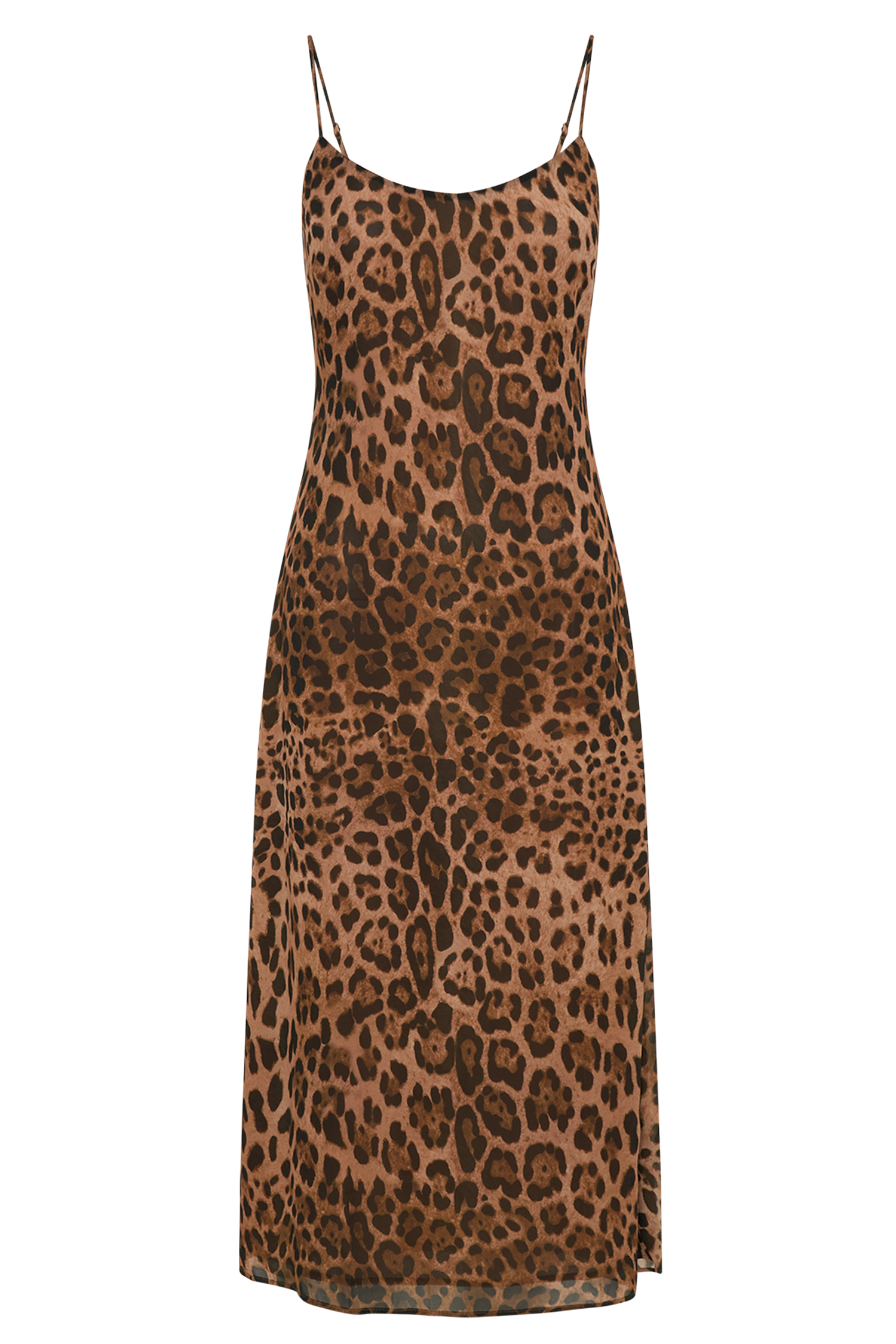Leanne Chiffon Midi Dress - Leopard Print、mySite、solidvoid