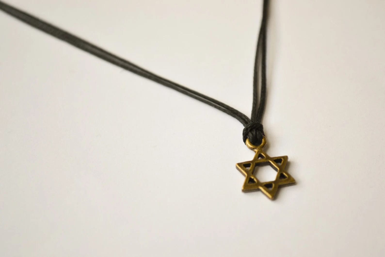 Brass Magen David Necklace on Black Cord、mySite、topwebapps