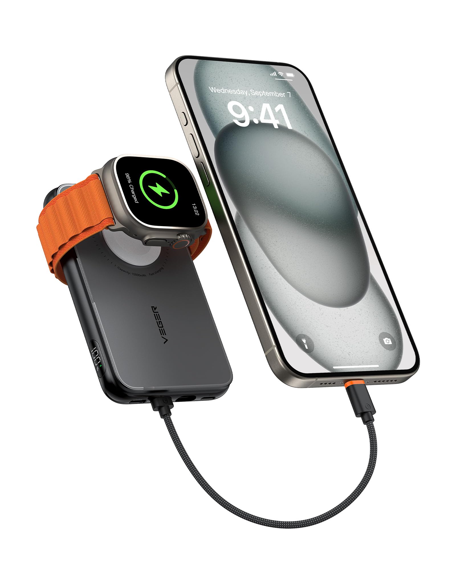 10000mAh Portable Charger with Built in Cable (Removable)、mySite、fannypackpong