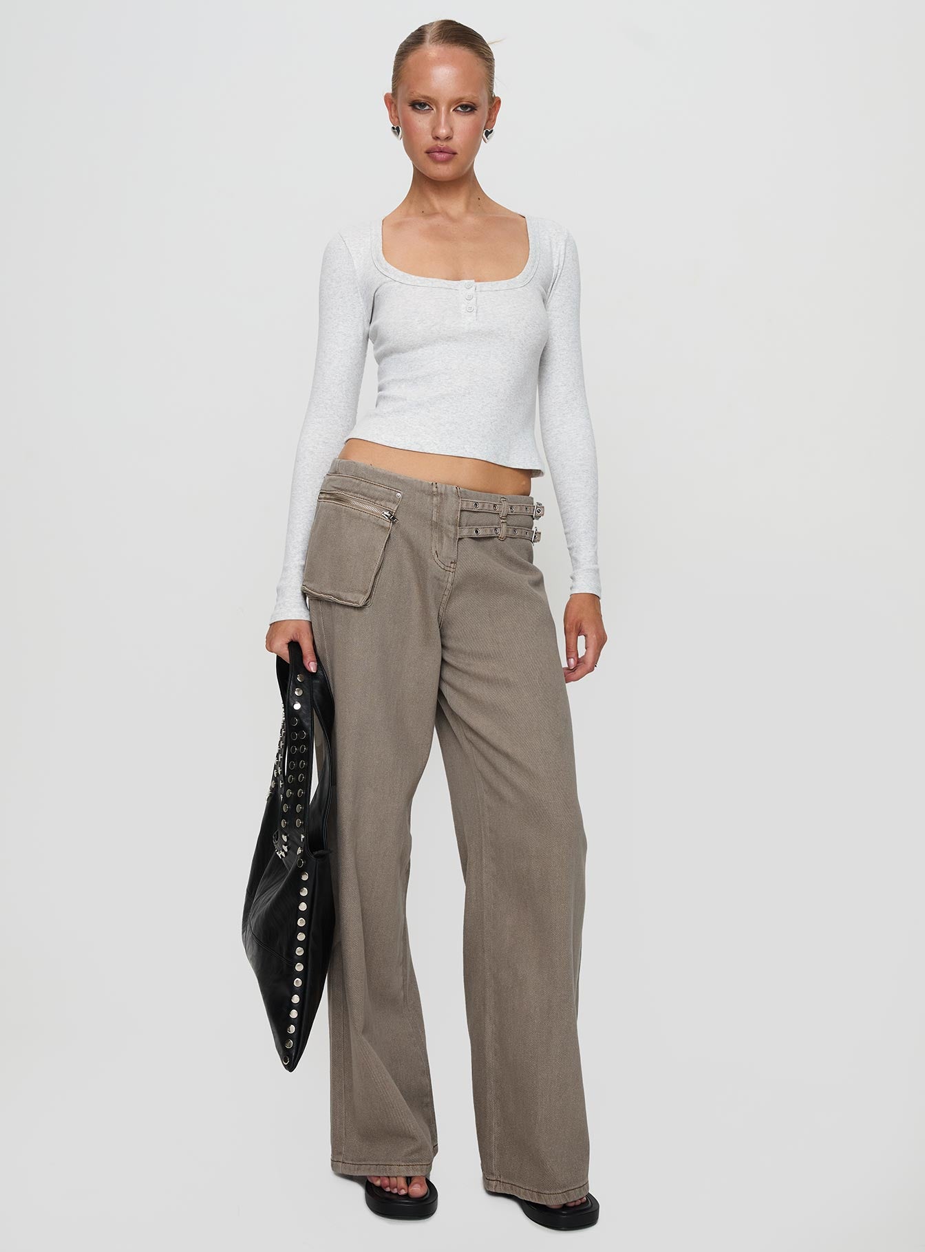 Daphine Long Sleeve Top Grey、mySite、solidvoid