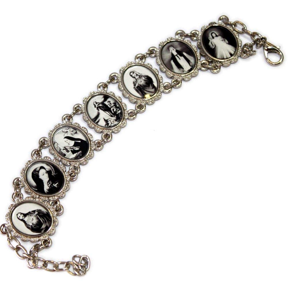 Black and White icons in Silver metal bracelet、mySite、topwebapps