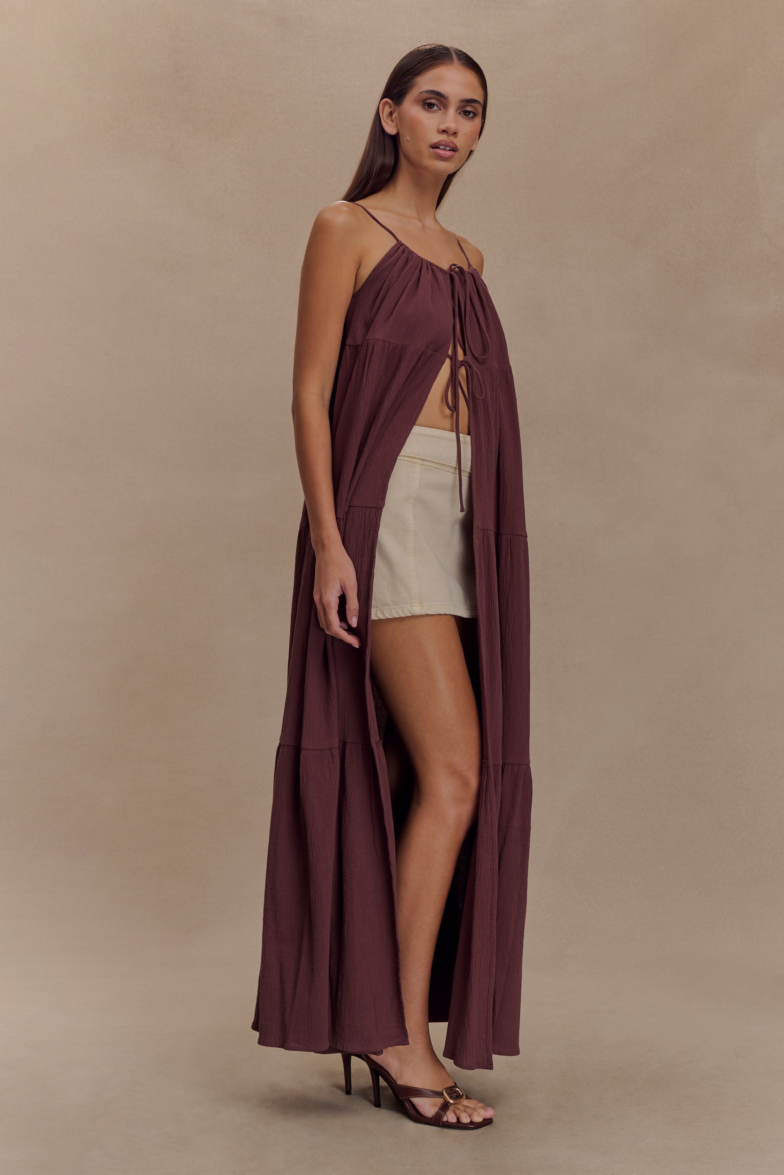 Lenny Front Tie Top - Chocolate、mySite、solidvoid