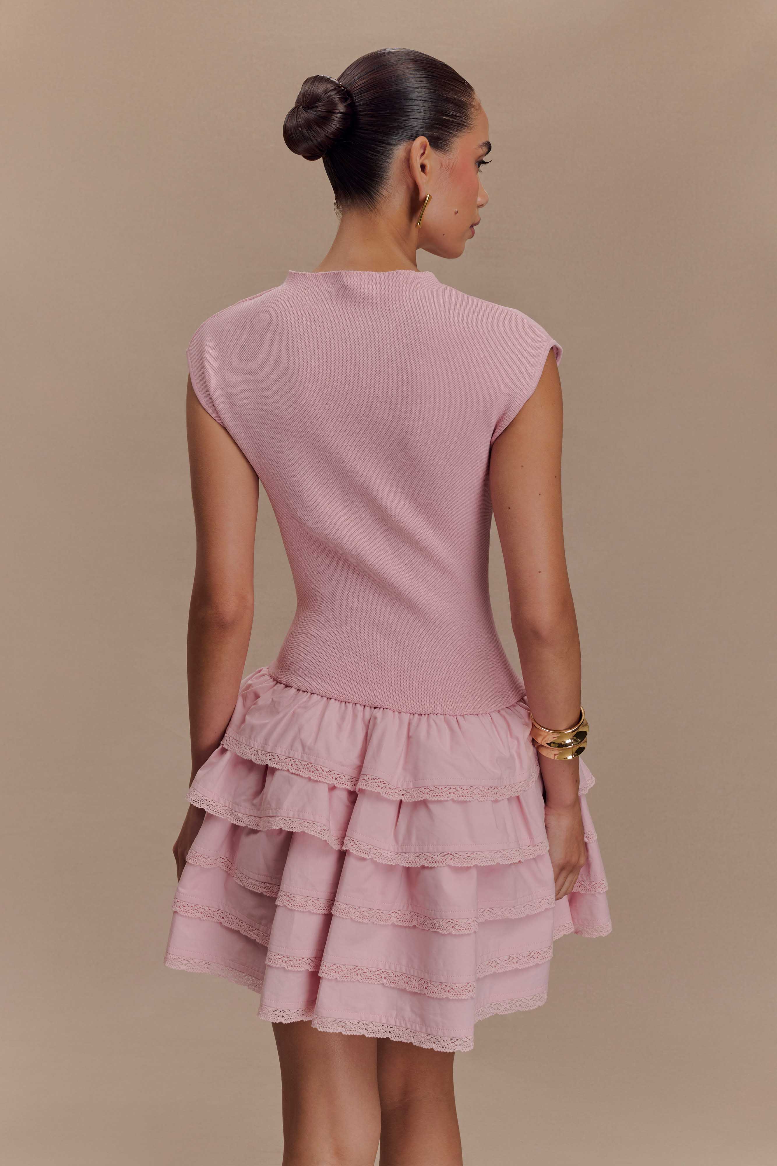 Maeve Ruffle Knit Mini Dress - Dusty Pink、mySite、solidvoid