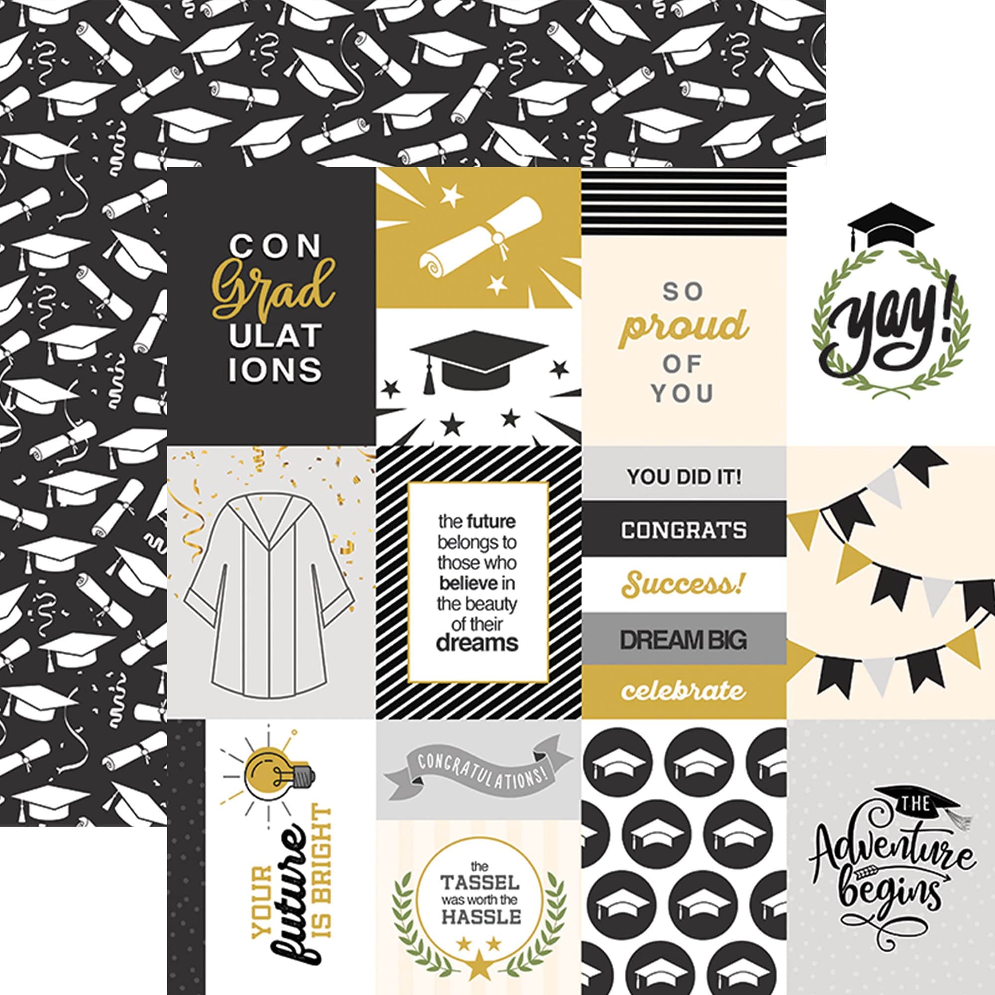  GRADUATION PATTERN 12 X12 SCRAPBOOK PAPER SET、mySite、ghnorth