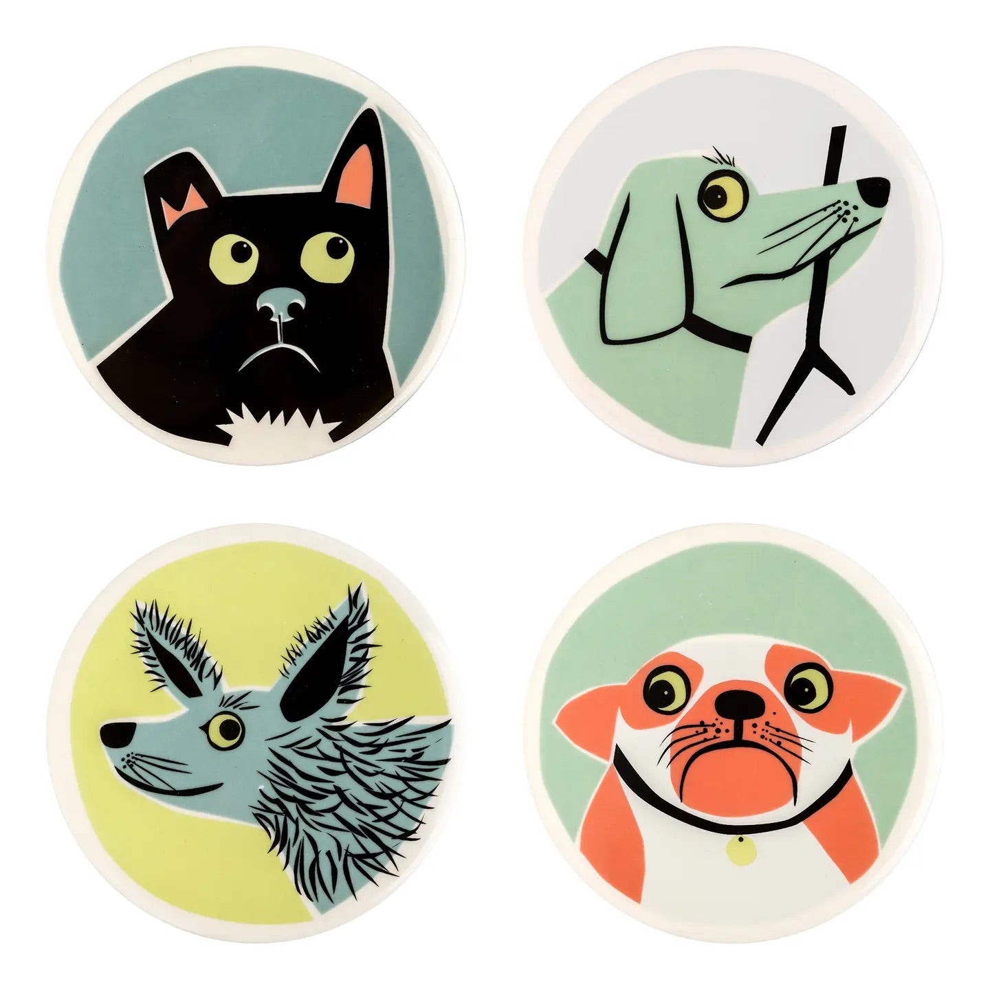 Handmade Ceramic Dog Coasters Box Set of 4、mySite、g9winljtr
