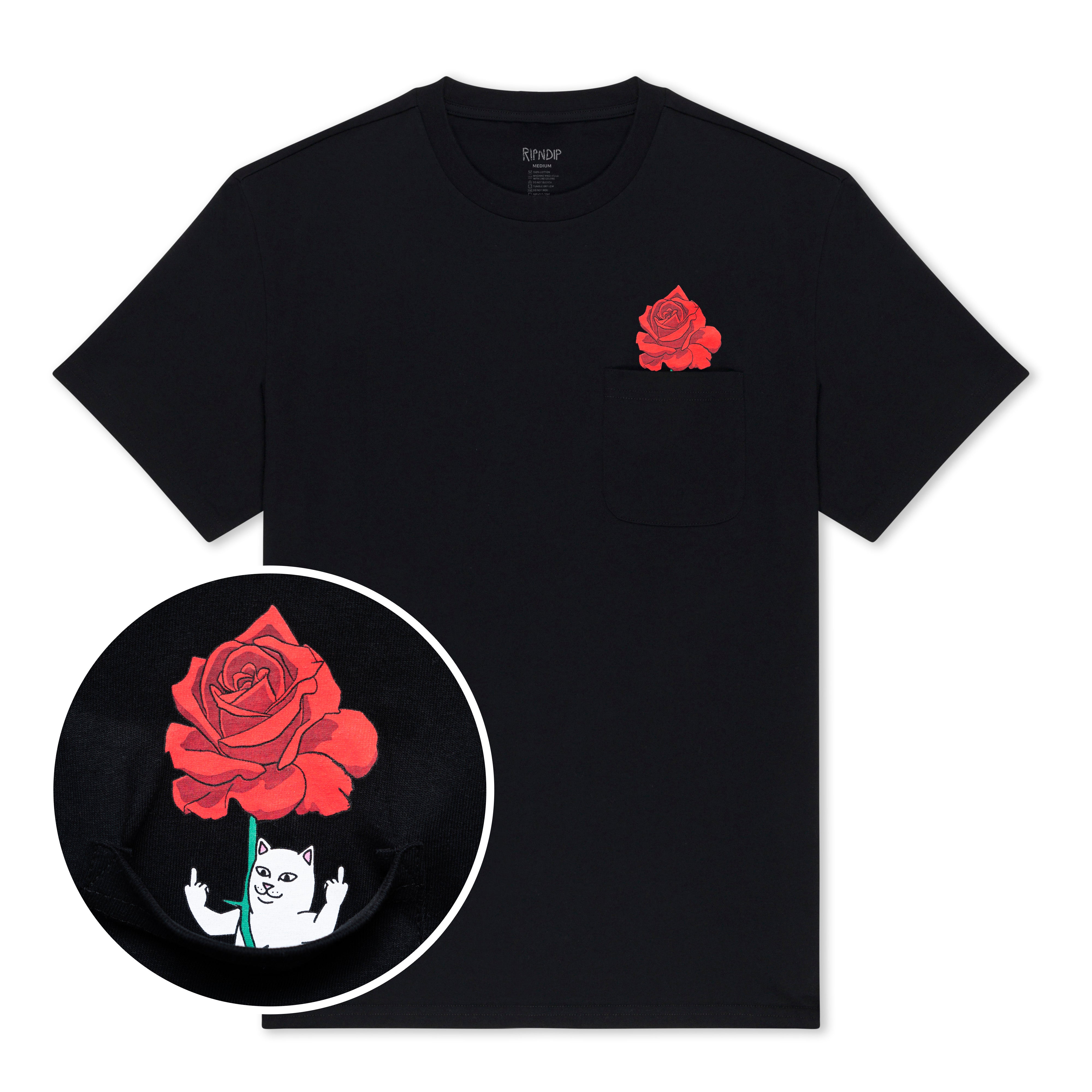 Send Me Flowers Nermal Pocket Tee (Black)、mySite、merchandisen
