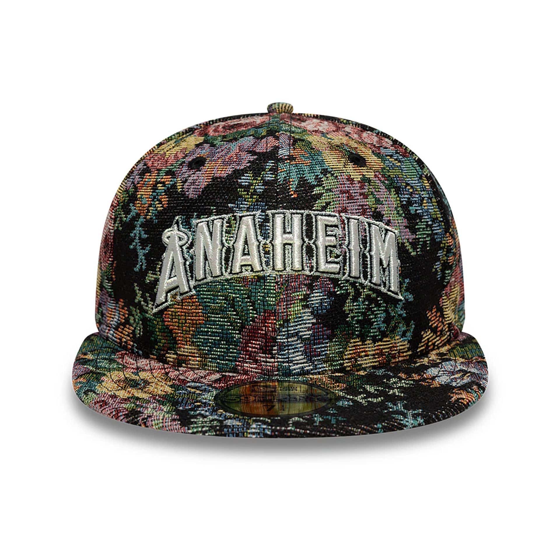 LA Angels Jacquard Patterns All Over Print Black 59FIFTY Fitted Cap、mySite、vikingsvslions