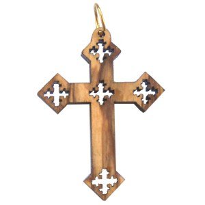 Olive wood Coptic Cross Laser Pendant(4.3x3.1 cm or 1.7x1.2)、mySite、topwebapps