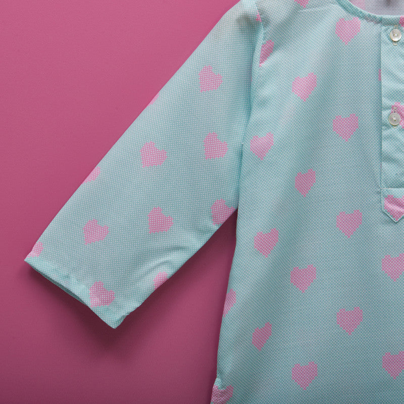 Cotton Pyjama Set | Heart Printed | Mint Green、mySite、camillekostekn