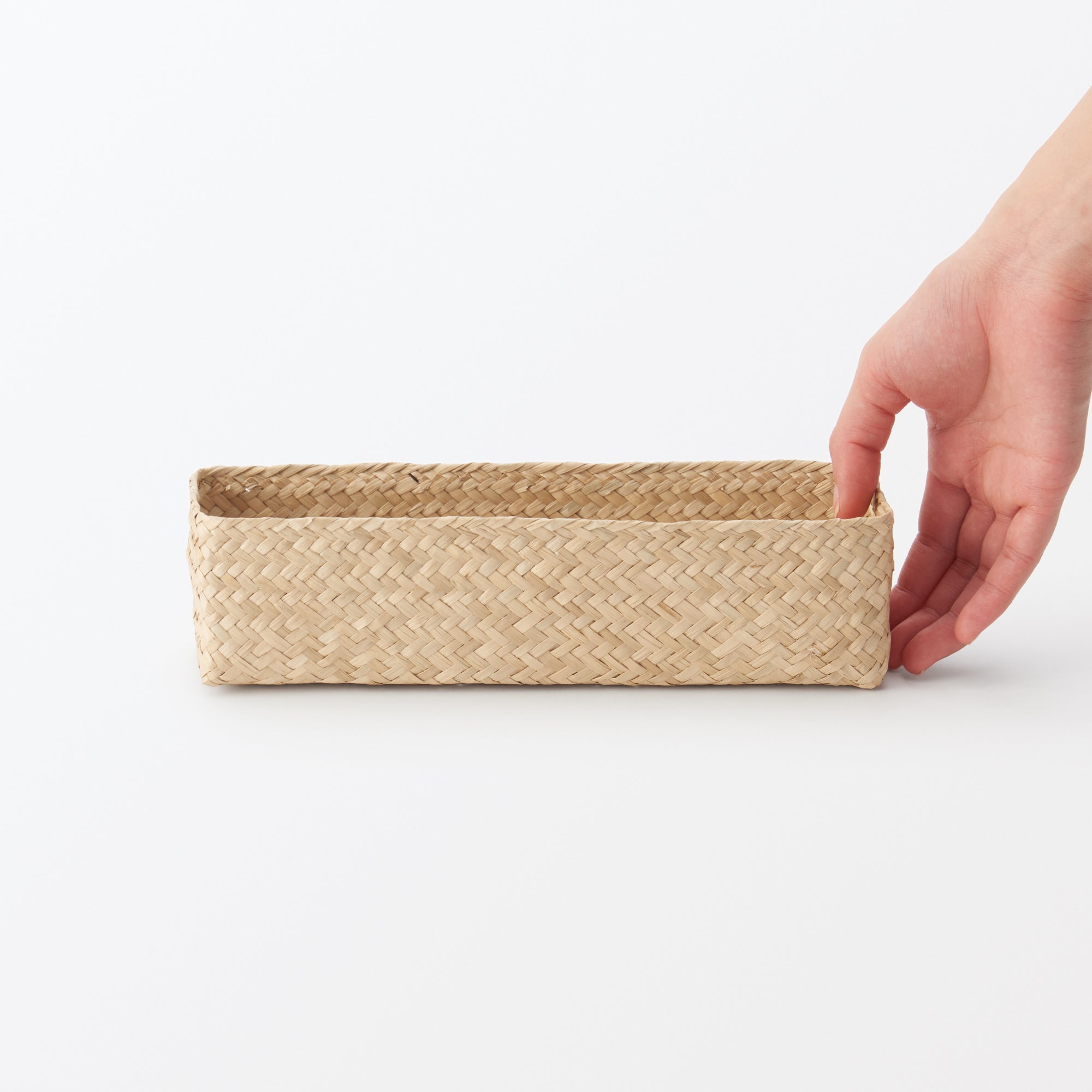  Seagrass Organizer Herringbone Rectangular Half Basket - Medium (W3.0 x D9.8 x H2.8)、mySite、sugarbowlscore