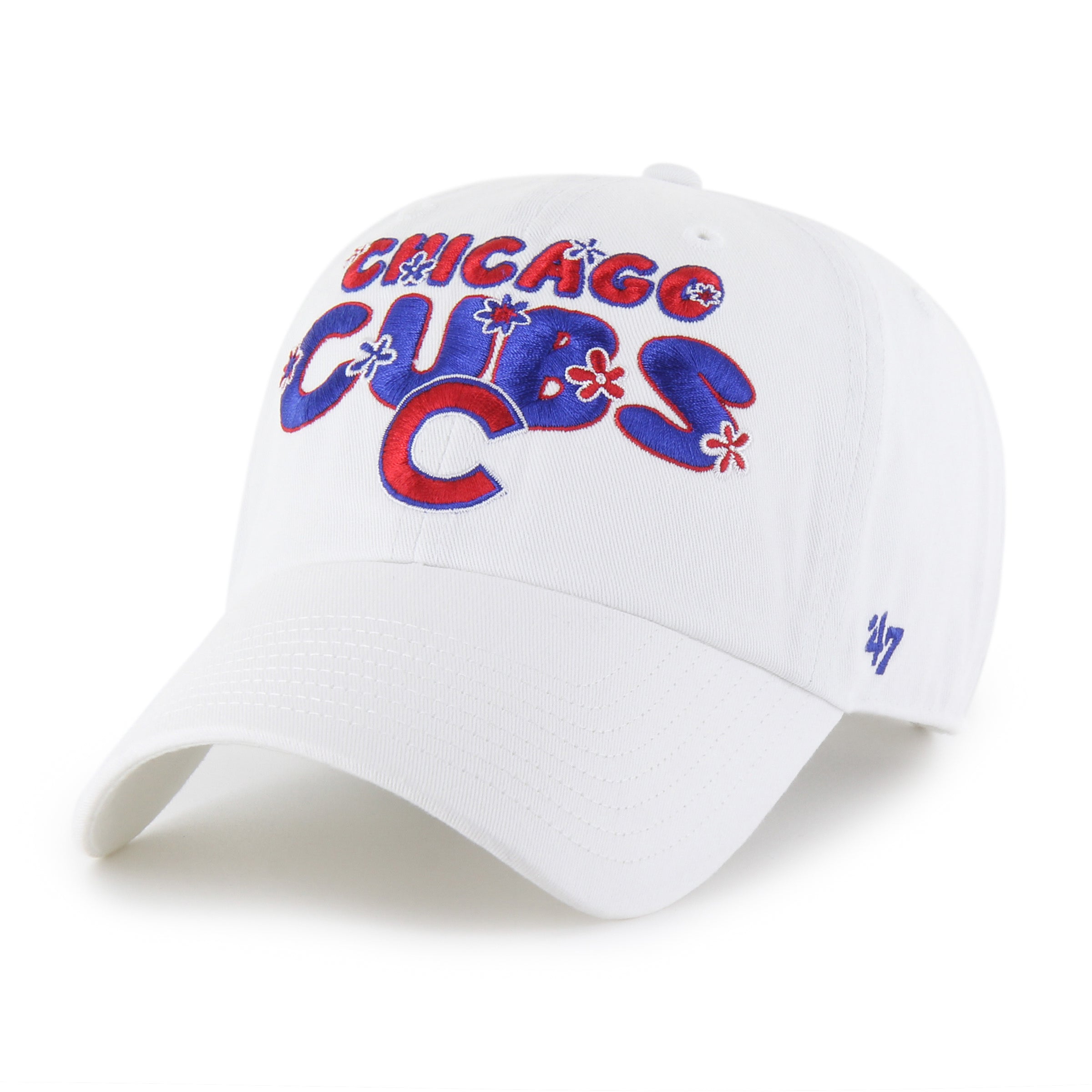 Chicago Cubs '47 Women's White Dazey Fleur Power Clean Up Adjustable Hat、mySite、vikingsvslions