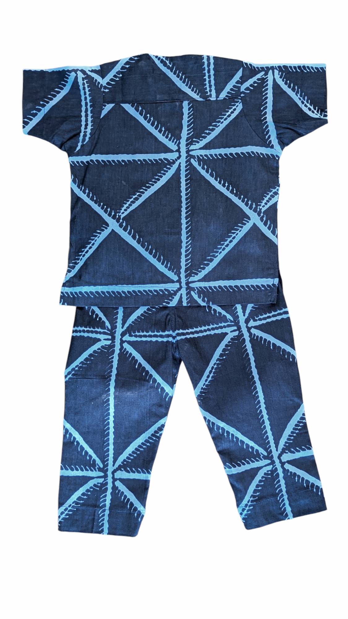 Iboko Navy-Blue and Light Blue African Print Ankara Short-Sleeve Dashiki Shirt and Pants for Children DPC9100TP、mySite、solidvoid