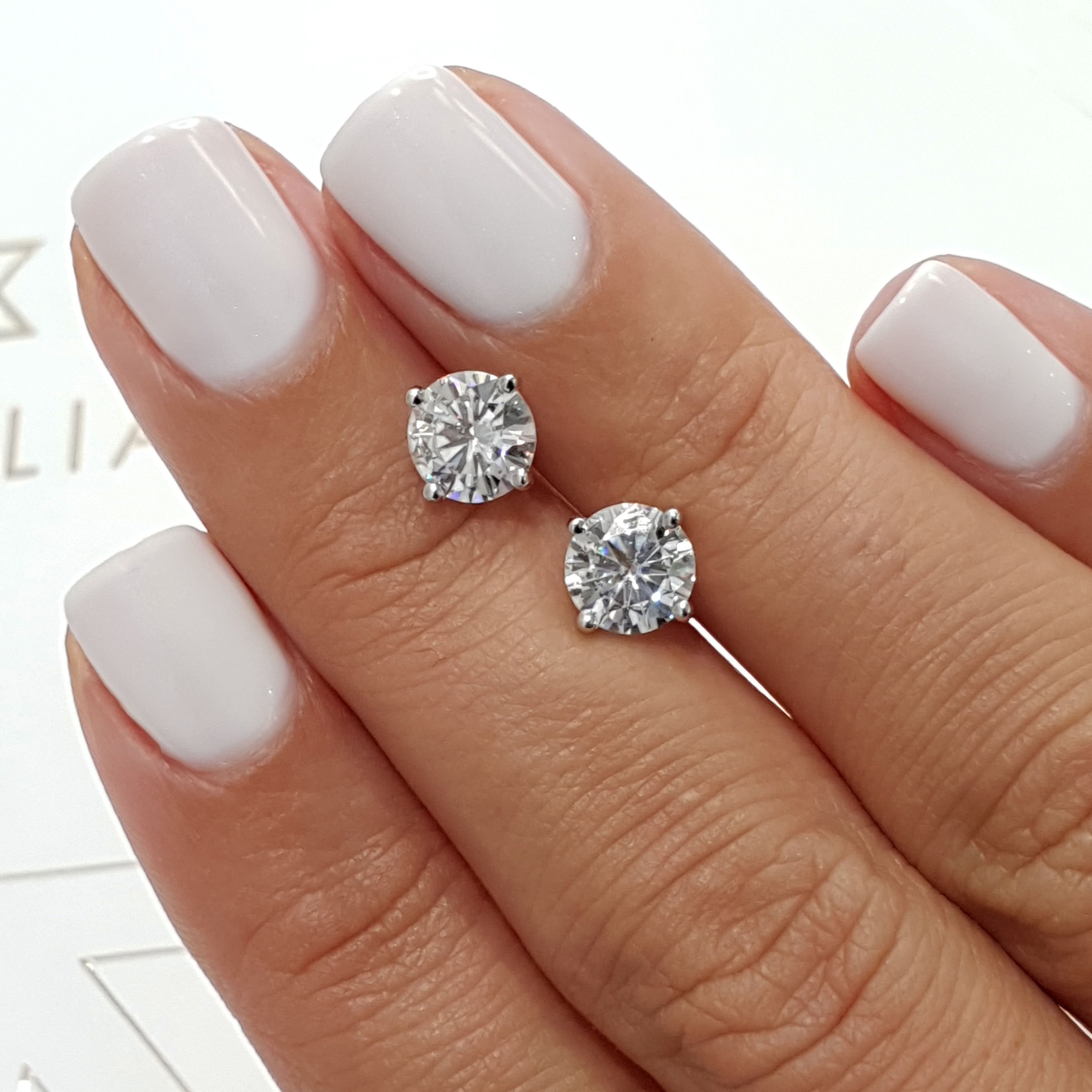 Allen Moissanite Earrings (2 Carat) -18K White Gold、mySite、hinf8tx79