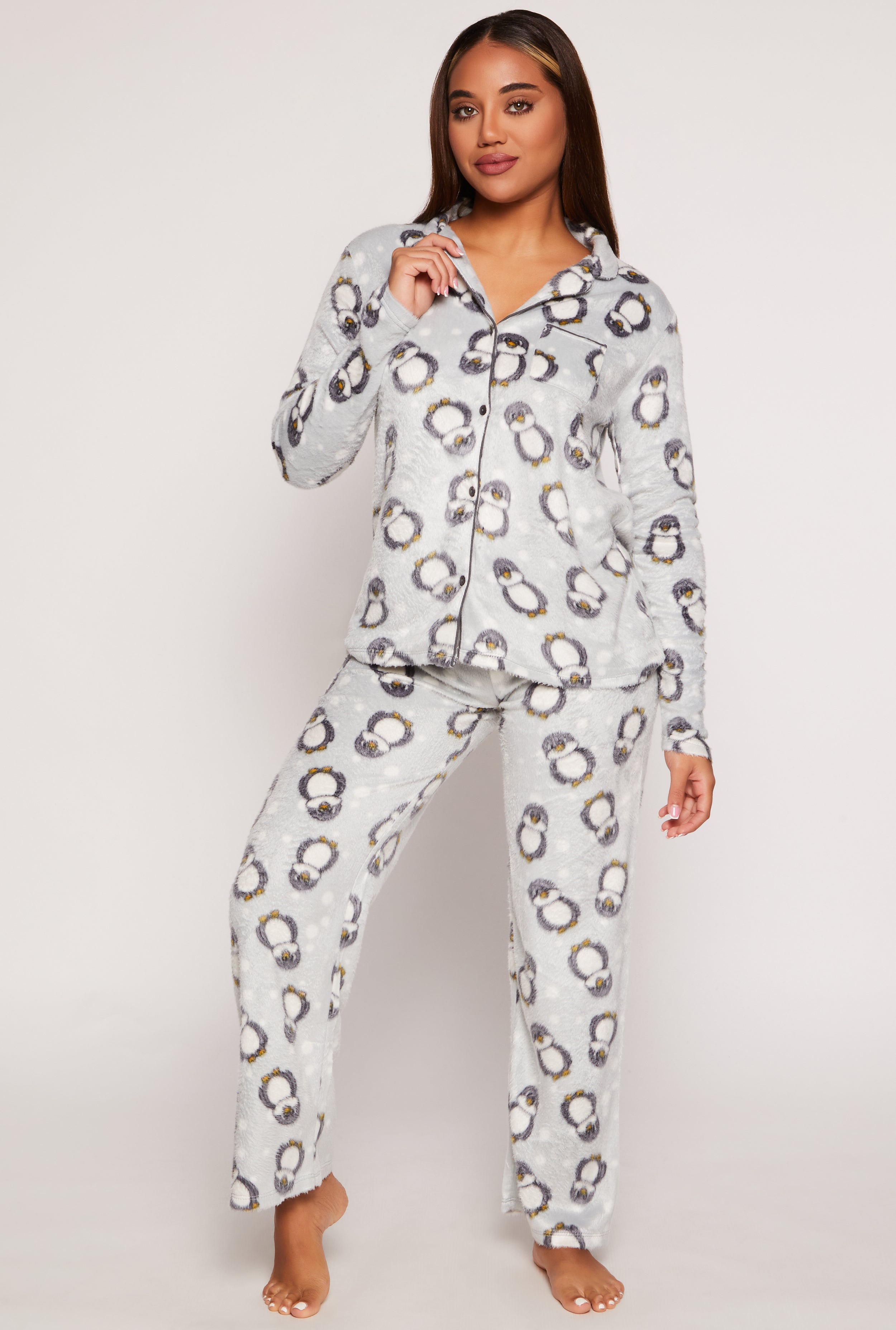 Penguin Graphic Print Pajama Shirt and Pants、mySite、camillekostekn