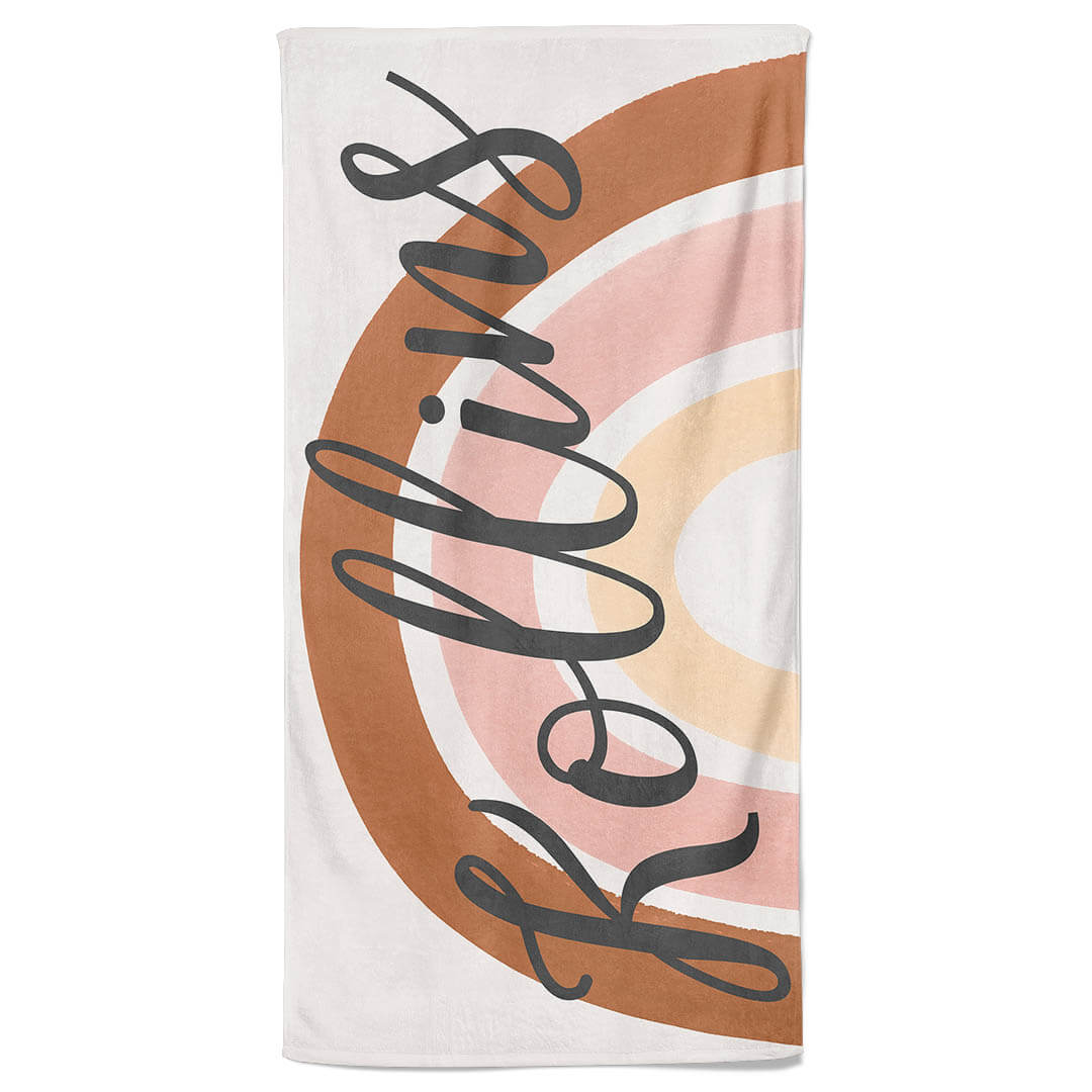  Rainbow Earth Tones Personalized Kids Beach Towel、mySite、layawaytickets