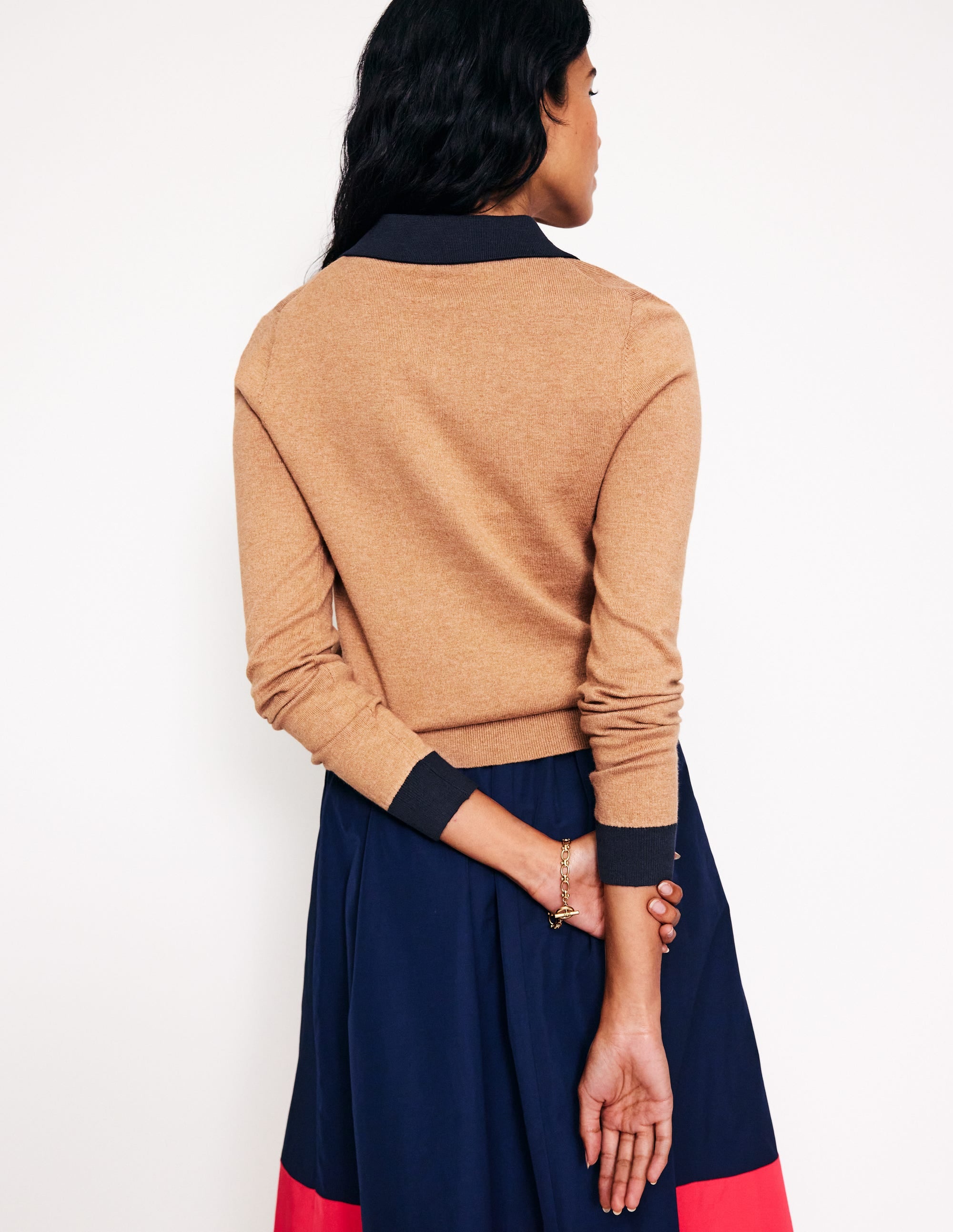  Cotton Blend Henley Jumper-Camel Melange、mySite、ashleygrahame