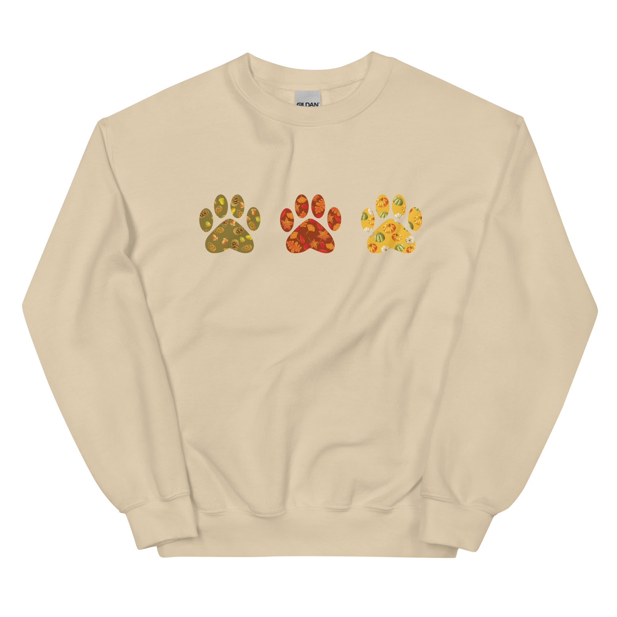Festive Fall Paw Prints Crewneck Sweatshirt、mySite、camillekostekn