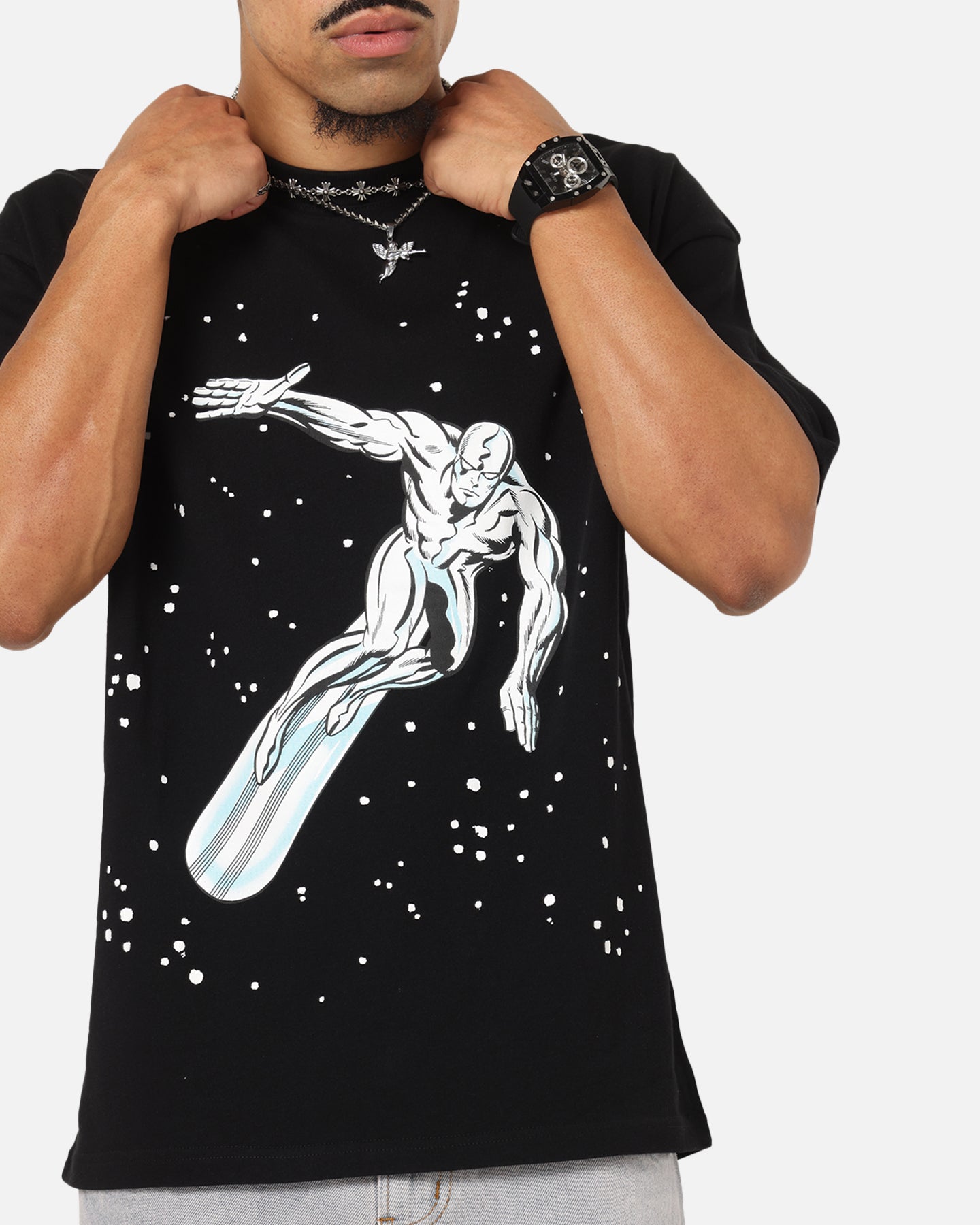 73 Studio Marvel Fantastic Four Silver Surfer Saga T-Shirt Black、mySite、zt4zffjzw