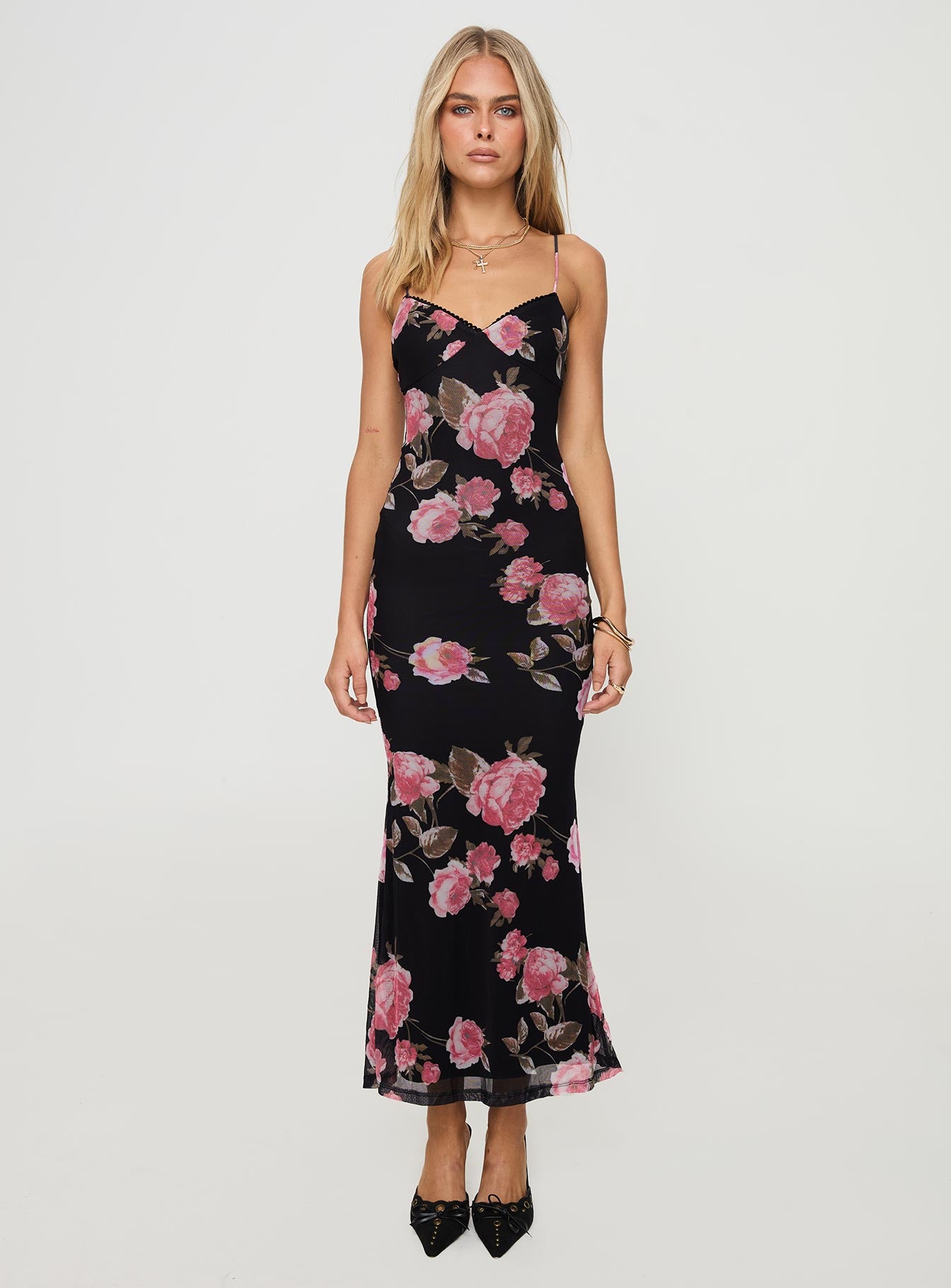 Manolis Maxi Dress Black / Floral、mySite、solidvoid
