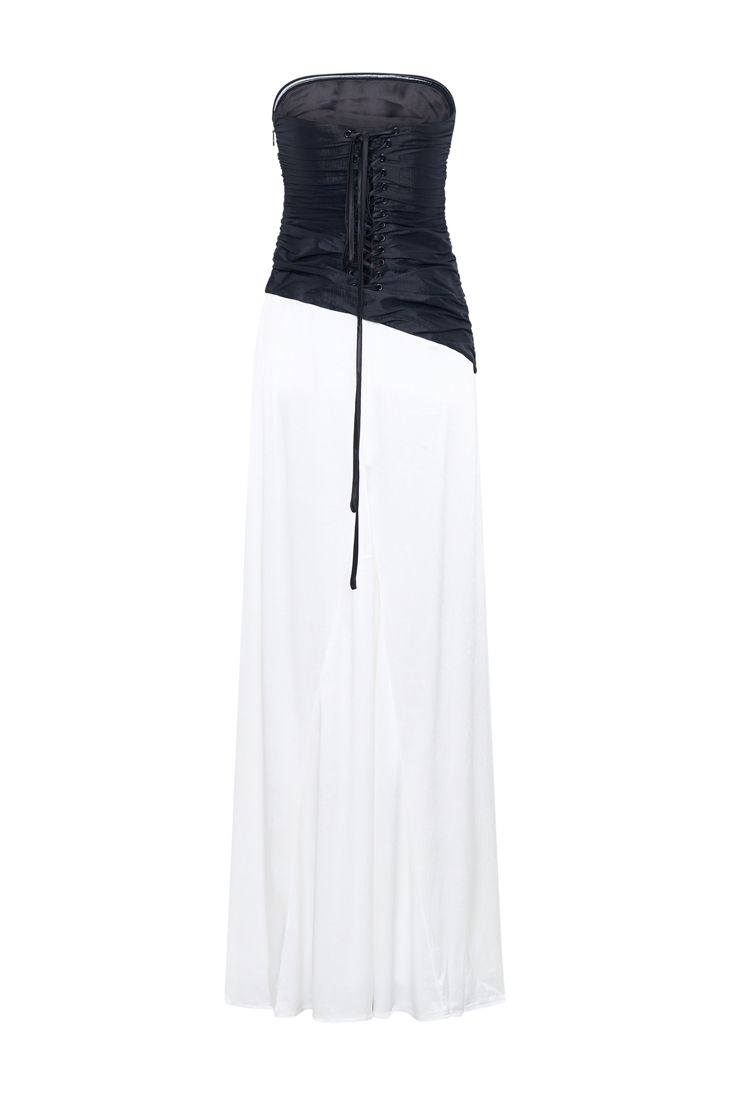 Serena Strapless Taffeta Maxi Dress - White/Black、mySite、solidvoid