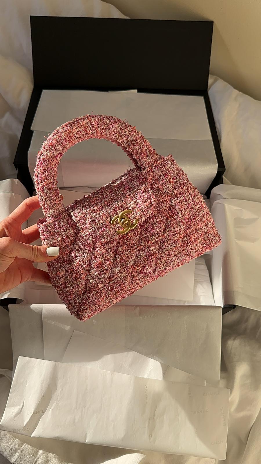 Chanel Kelly Shopping Bag Cotton Tweed Pink & Ecru (Mini)、mySite、garminoutage.com