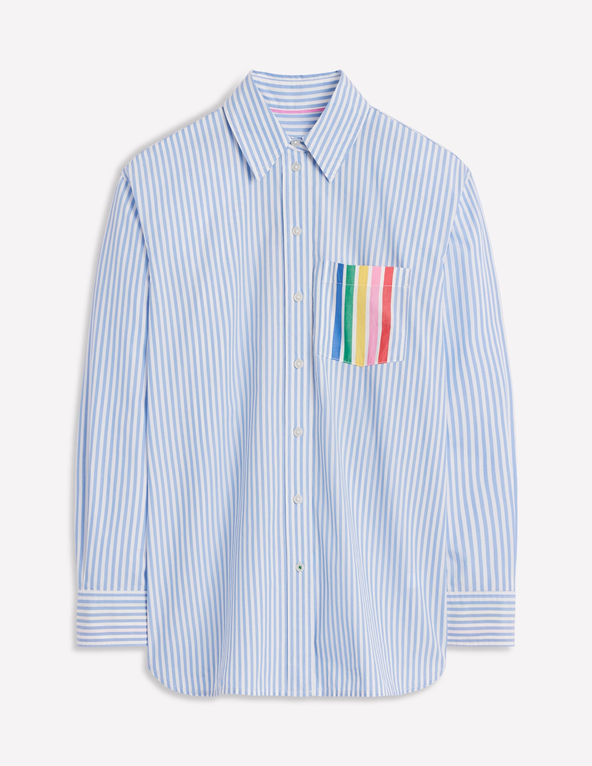  Sadie Relaxed Cotton Shirt-Rainbow Stripe Placement、mySite、ashleygrahame