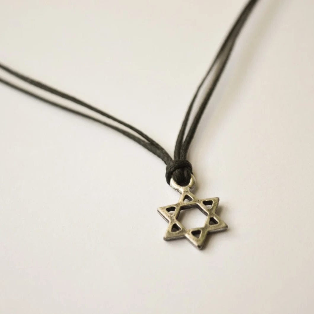 Silver Magen David Necklace on Black Cord、mySite、topwebapps
