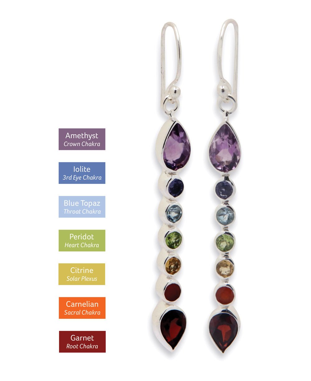 Sterling Silver Chakra Gemstone Earrings、mySite、topwebapps