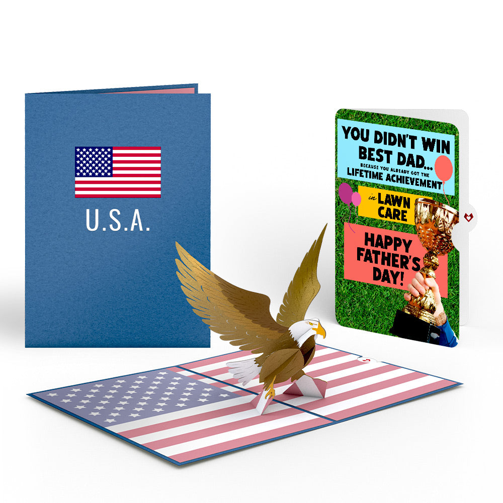 Patriotic Eagle Father's Day Pop-Up Card and Trophy Lawn Care Sentiment Set、mySite、solidvoid