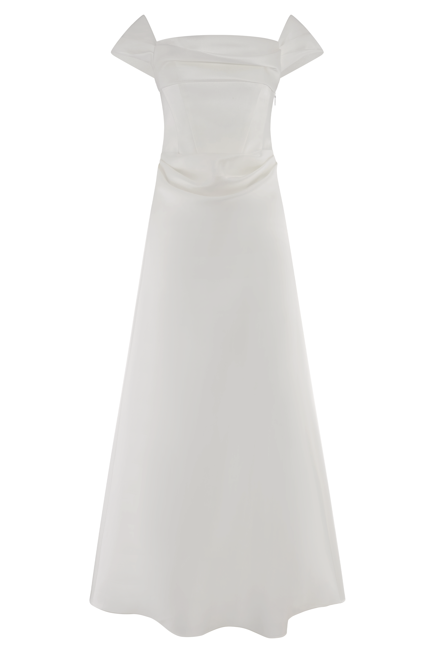 Luna Satin Off Shoulder Gown - White、mySite、solidvoid