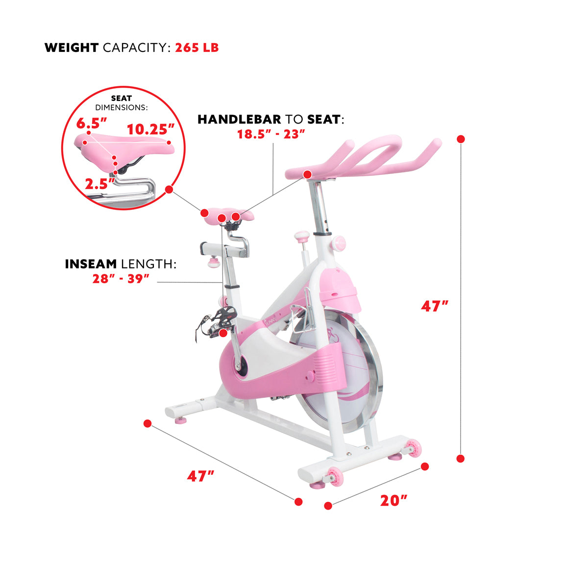  Pink Exercise Bike Belt Drive Premium Indoor Cycling Trainer、mySite、ghnorth