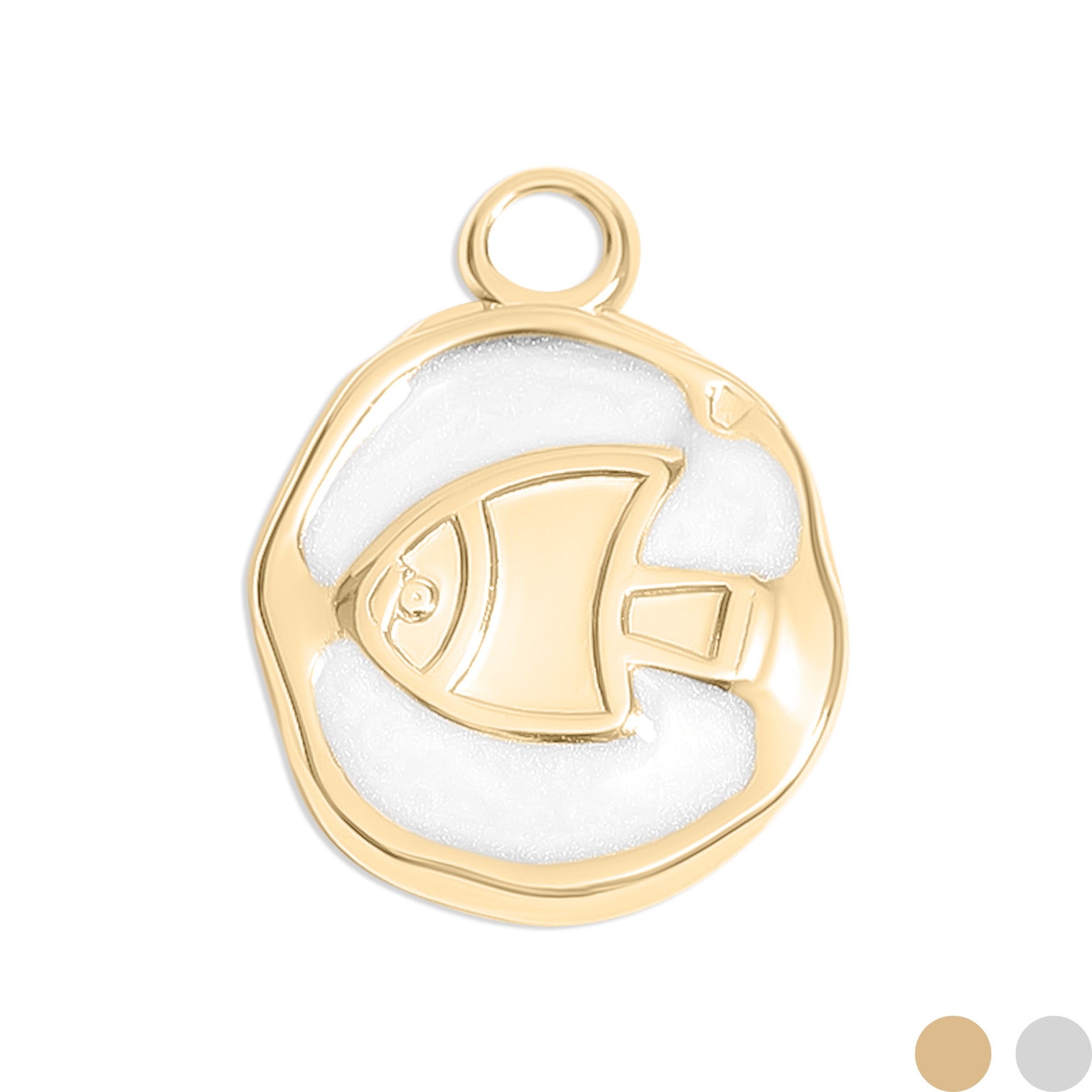 18K Gold PVD Fish White Epoxy Charm / PDL0221、mySite、dreamappss