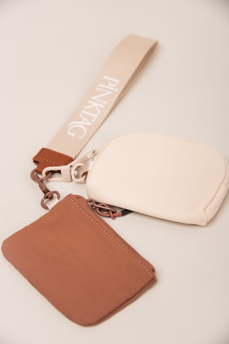 Two Pouch PinkTag Wristlet- Brown & Ivory、mySite、hinf8tx79