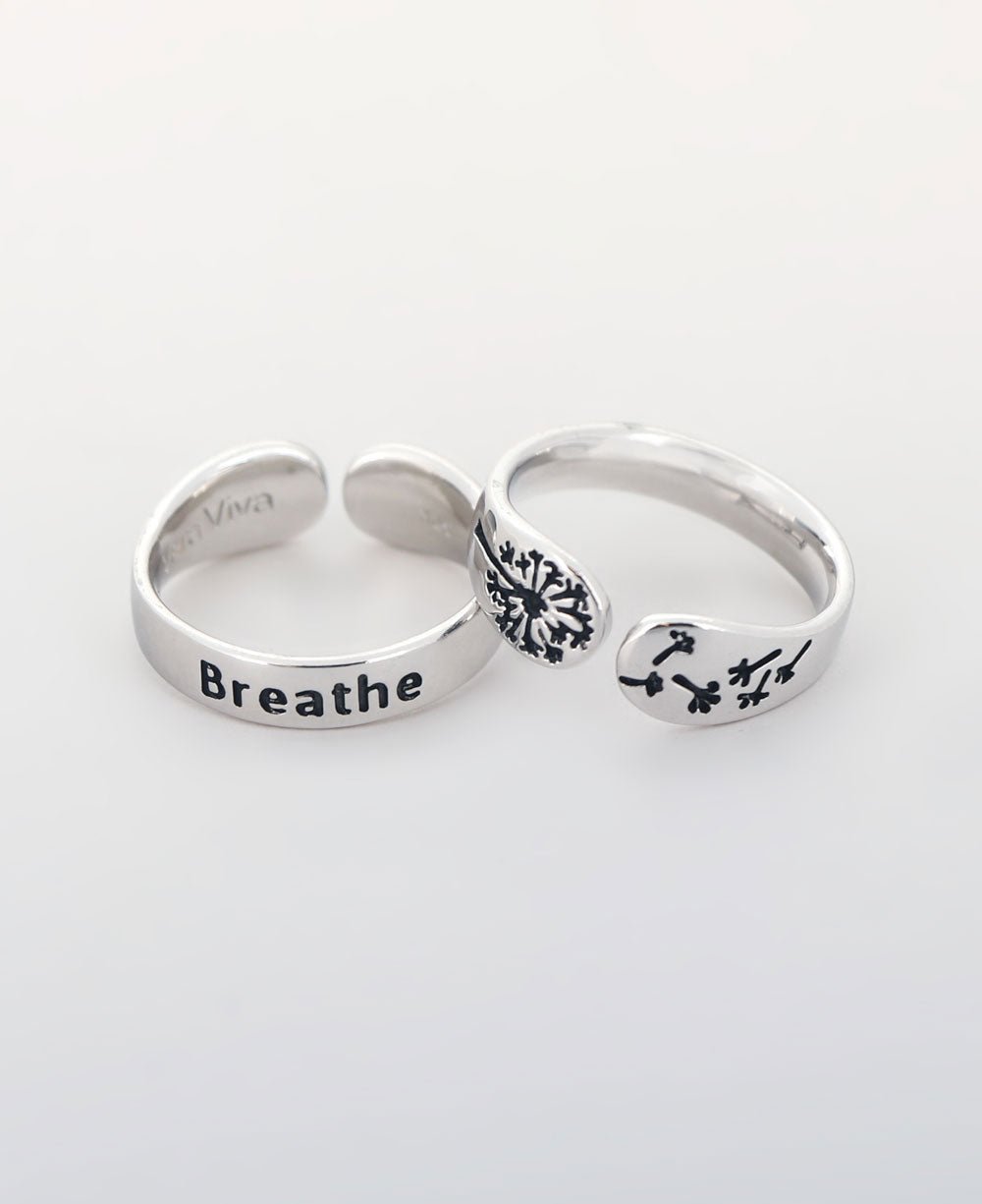 Breathe Inspirational Adjustable Sterling Silver Ring、mySite、topwebapps