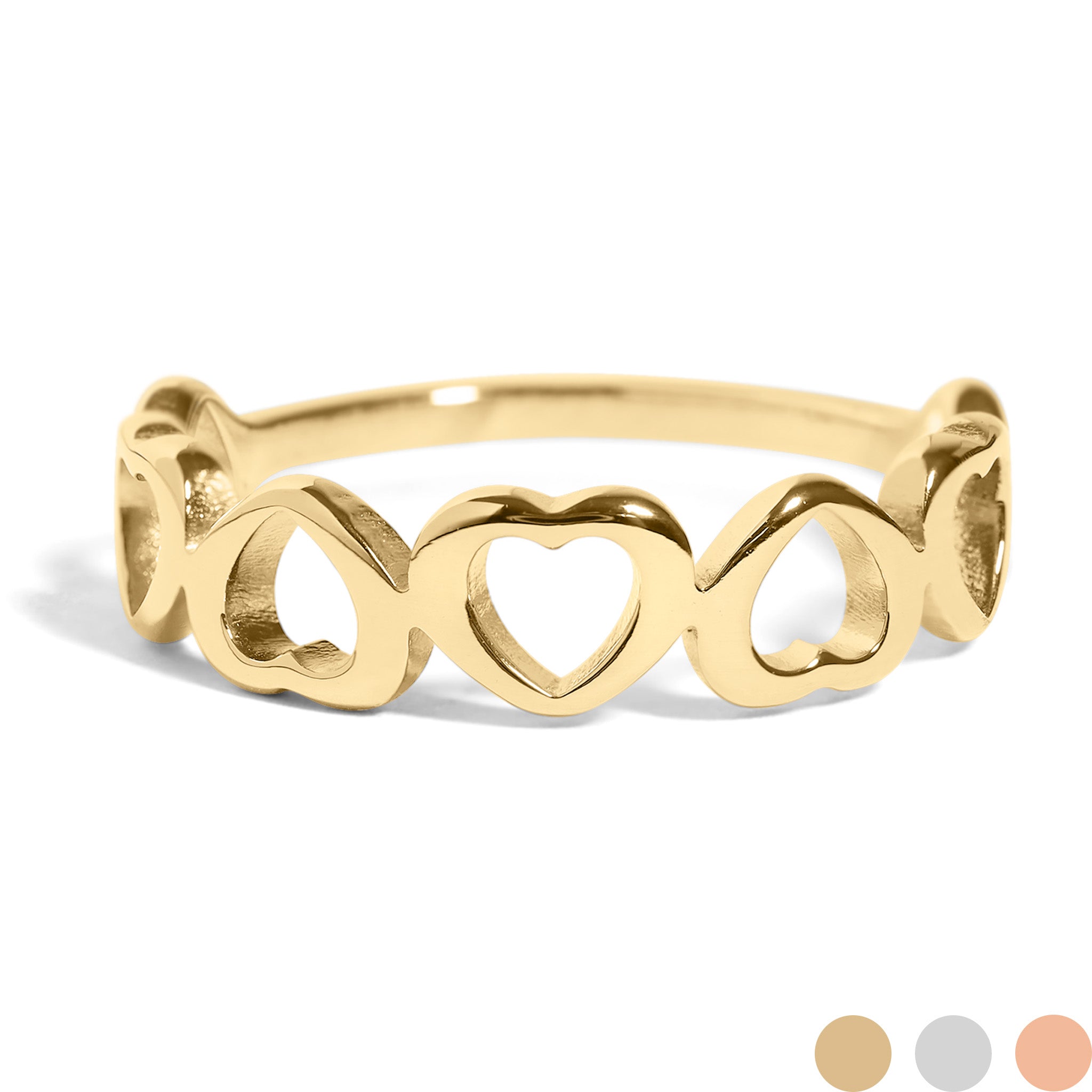18K Gold PVD Stainless Steel Alternating Heart Stacking Ring / CSR0010、mySite、dreamappss