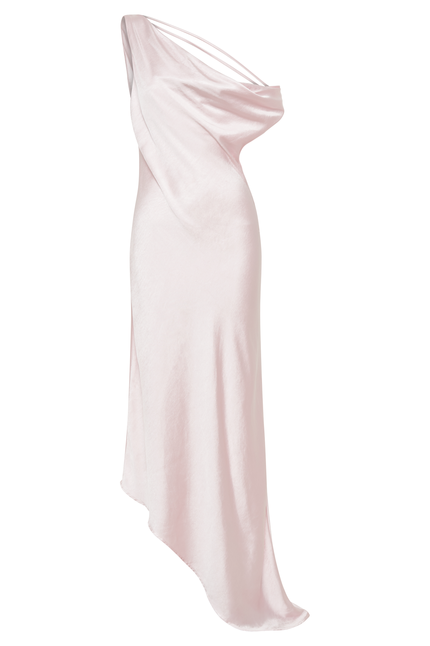 Yvette Slip Maxi Dress With Asymmetrical Hem - Pale Pink、mySite、solidvoid