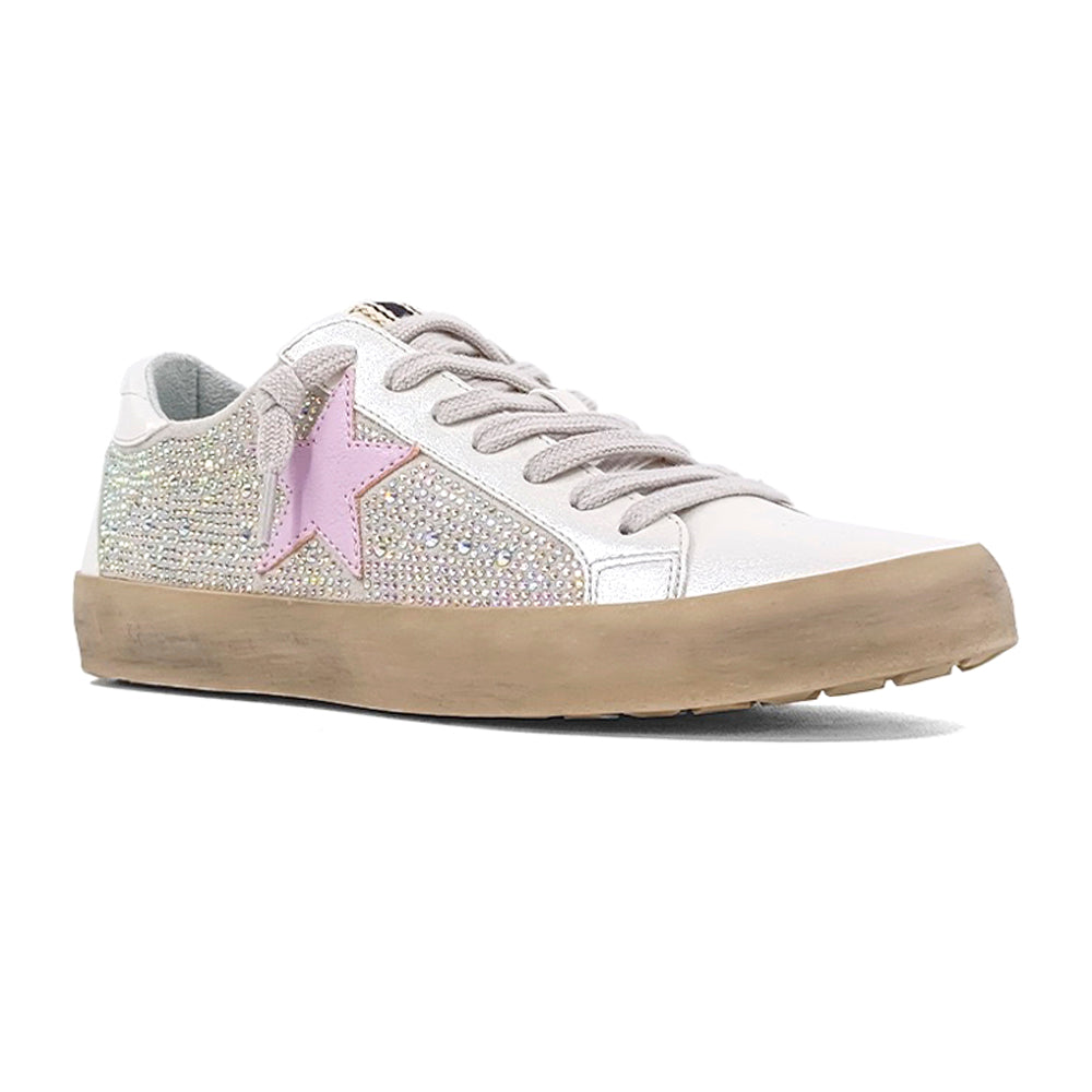 Paula Rhinestone Metallic Lace Up Sneakers、mySite、gtrtttuynbv