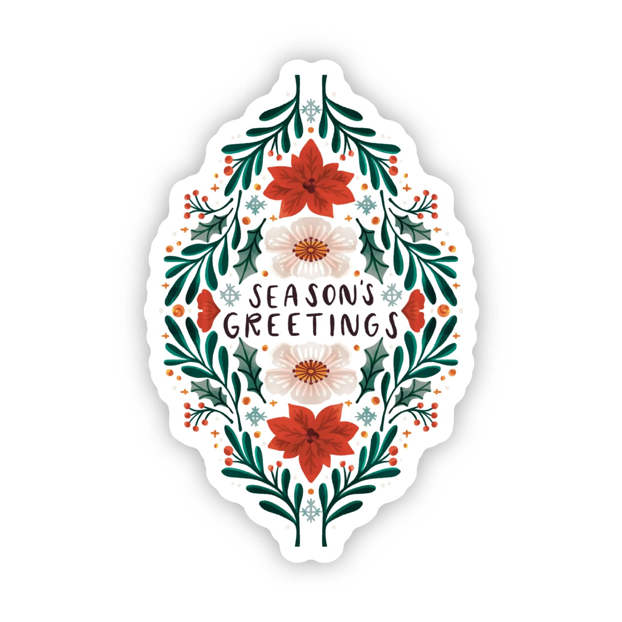  Season's Greetings Winter Florals Pattern Sticker、mySite、ghnorth