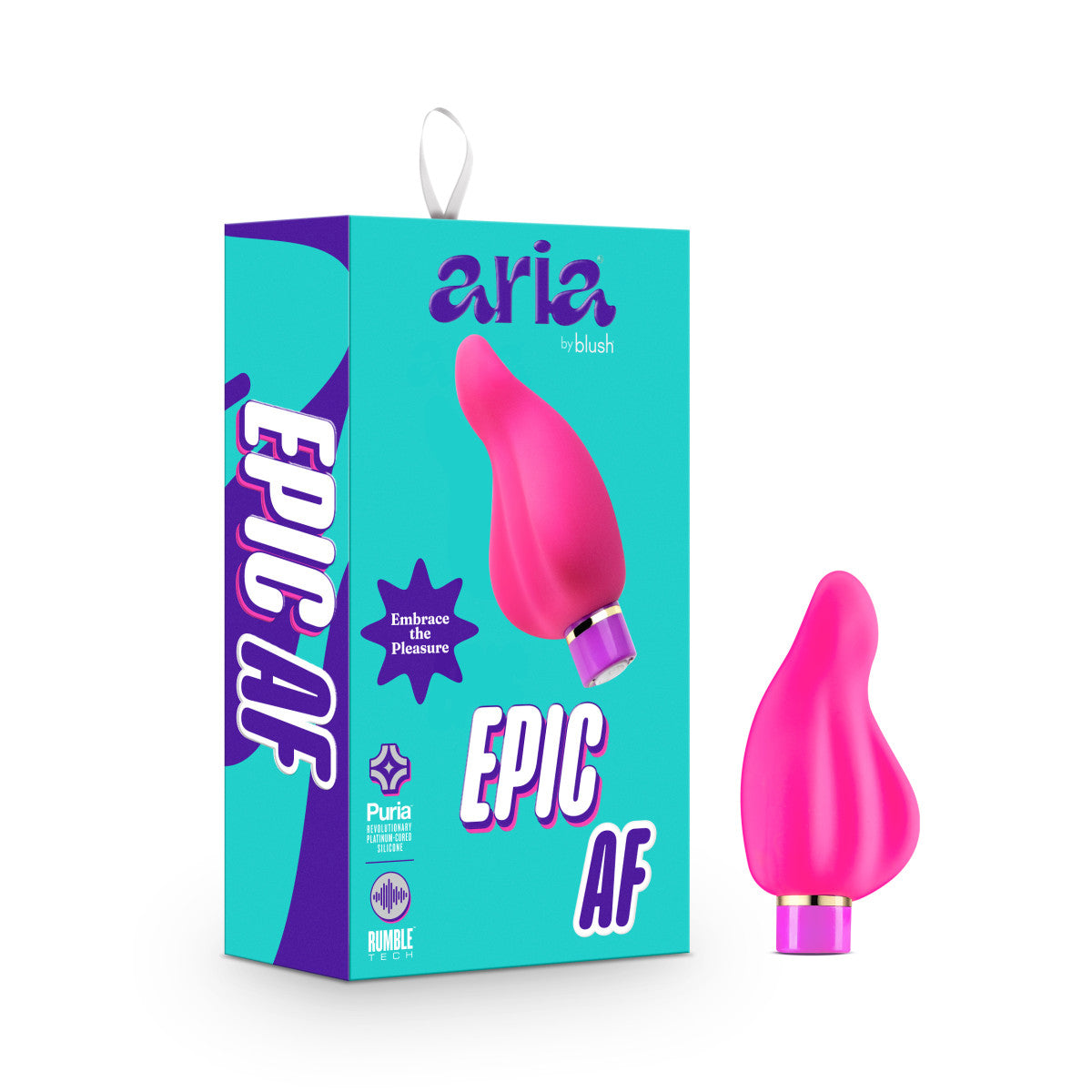 Aria By Blush® | Epic AF: Curved Fuchsia Silicone Vibrator with Powerful RumboTech™ Technology、mySite、bottomscart