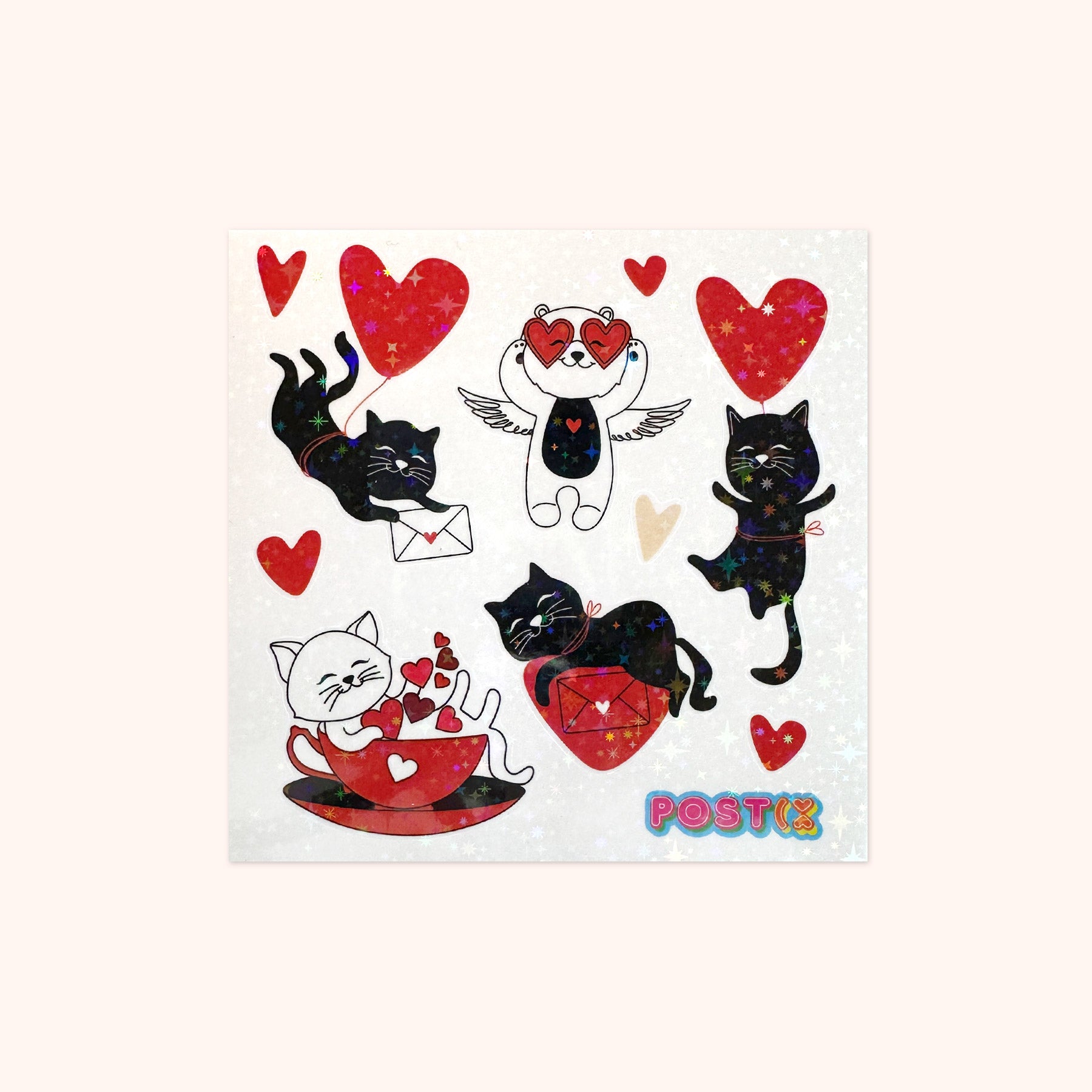  Cats Knead Love Square Hologram Sticker Sheet、mySite、ghnorth