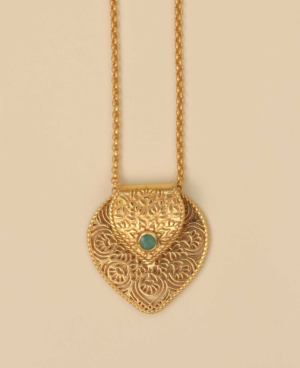 Birthstone Gemstone Gold Plated Brass Lotus Petal Mandala Necklace、mySite、topwebapps