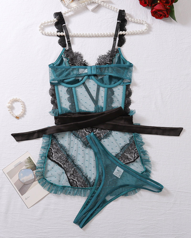 Mesh See-Through Hollow Backless Bra Set、mySite、bengalsvssteelers